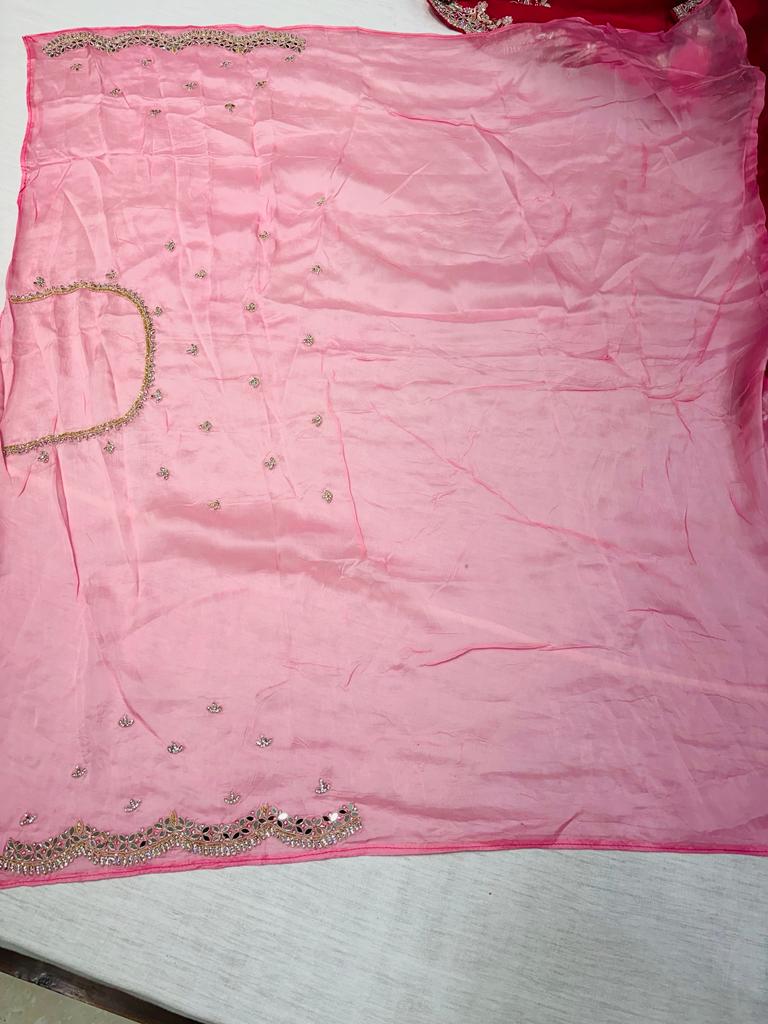 Dark Pink Silk Designer Saree