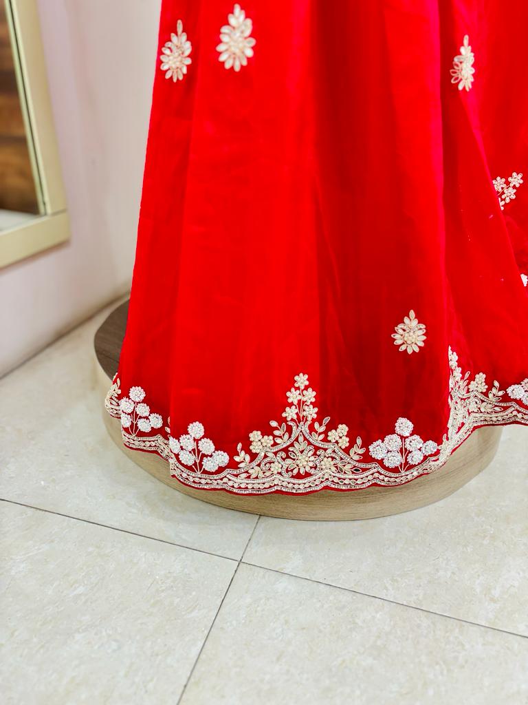 Shaded Red Silk Designer Saree