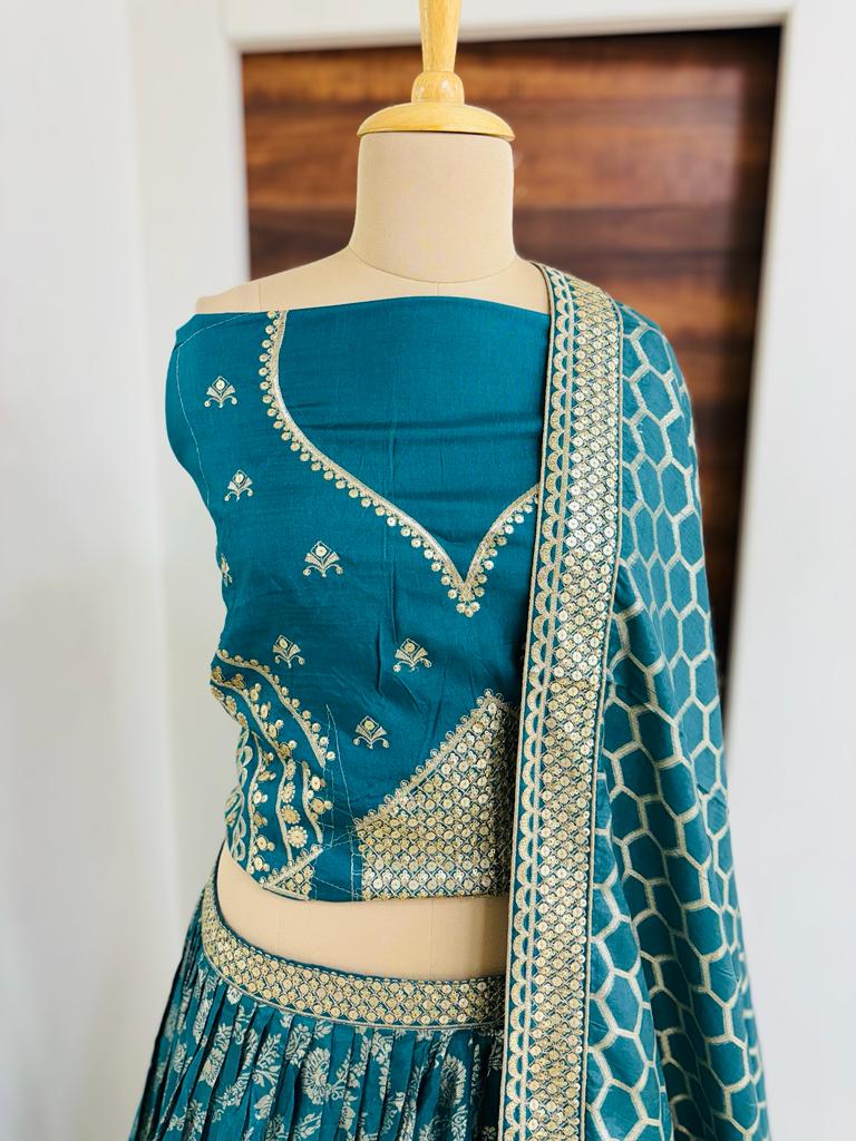 Royal Blue Banarasee Silk Lehenga