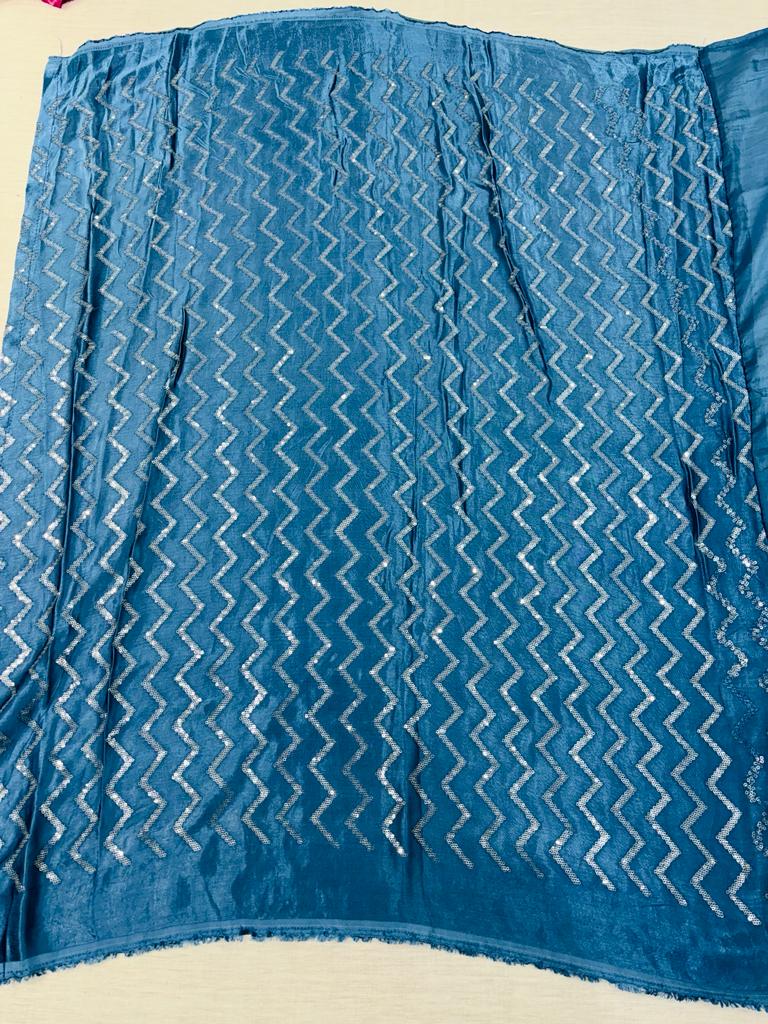 Midnight Blue Silk Sequinned Saree