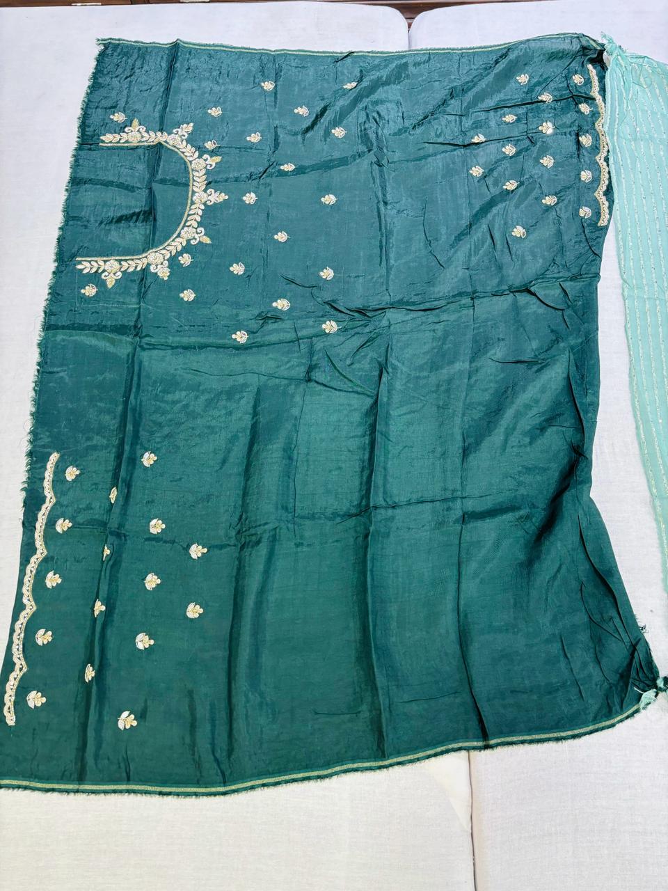 Light Green Sequinned Organza Saree