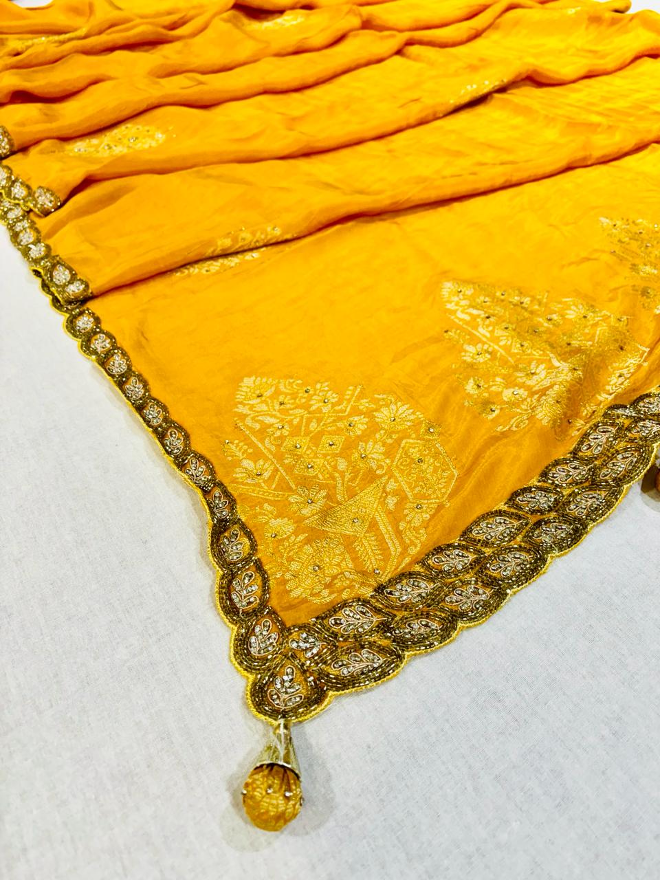 Yellow Banarasi Silk Designer Saree