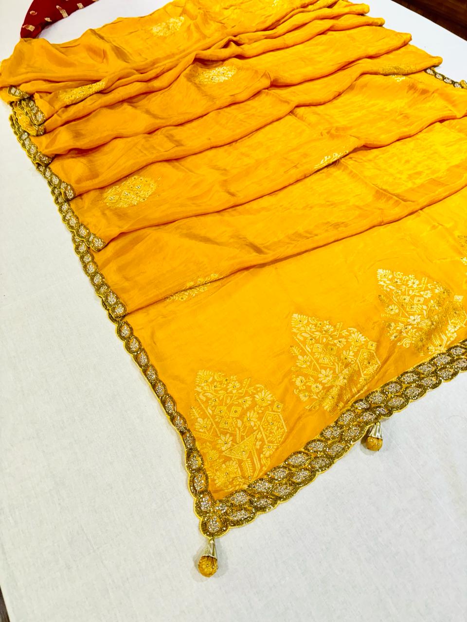 Yellow Banarasi Silk Designer Saree