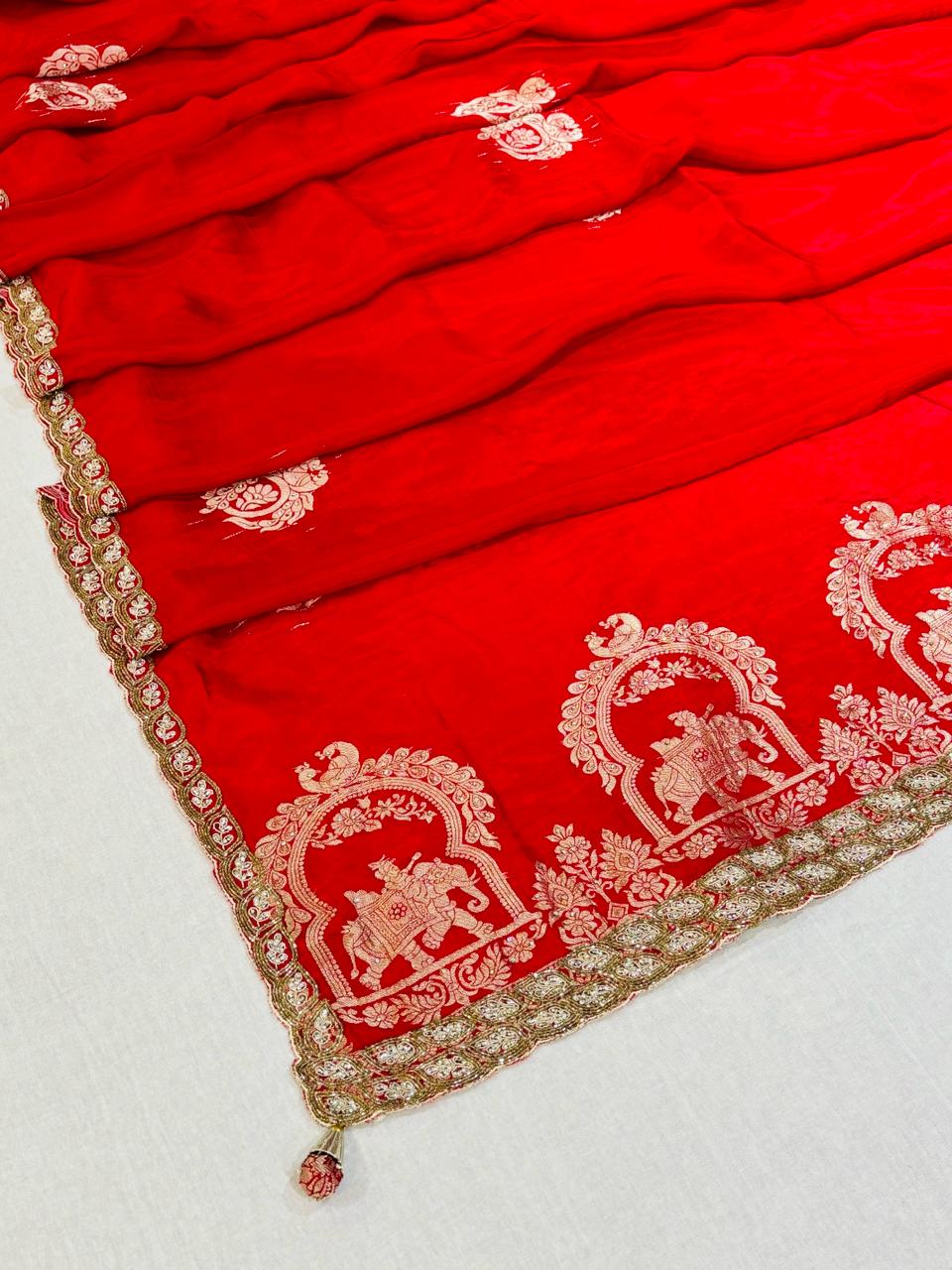 Red Banarasi Silk Designer Saree