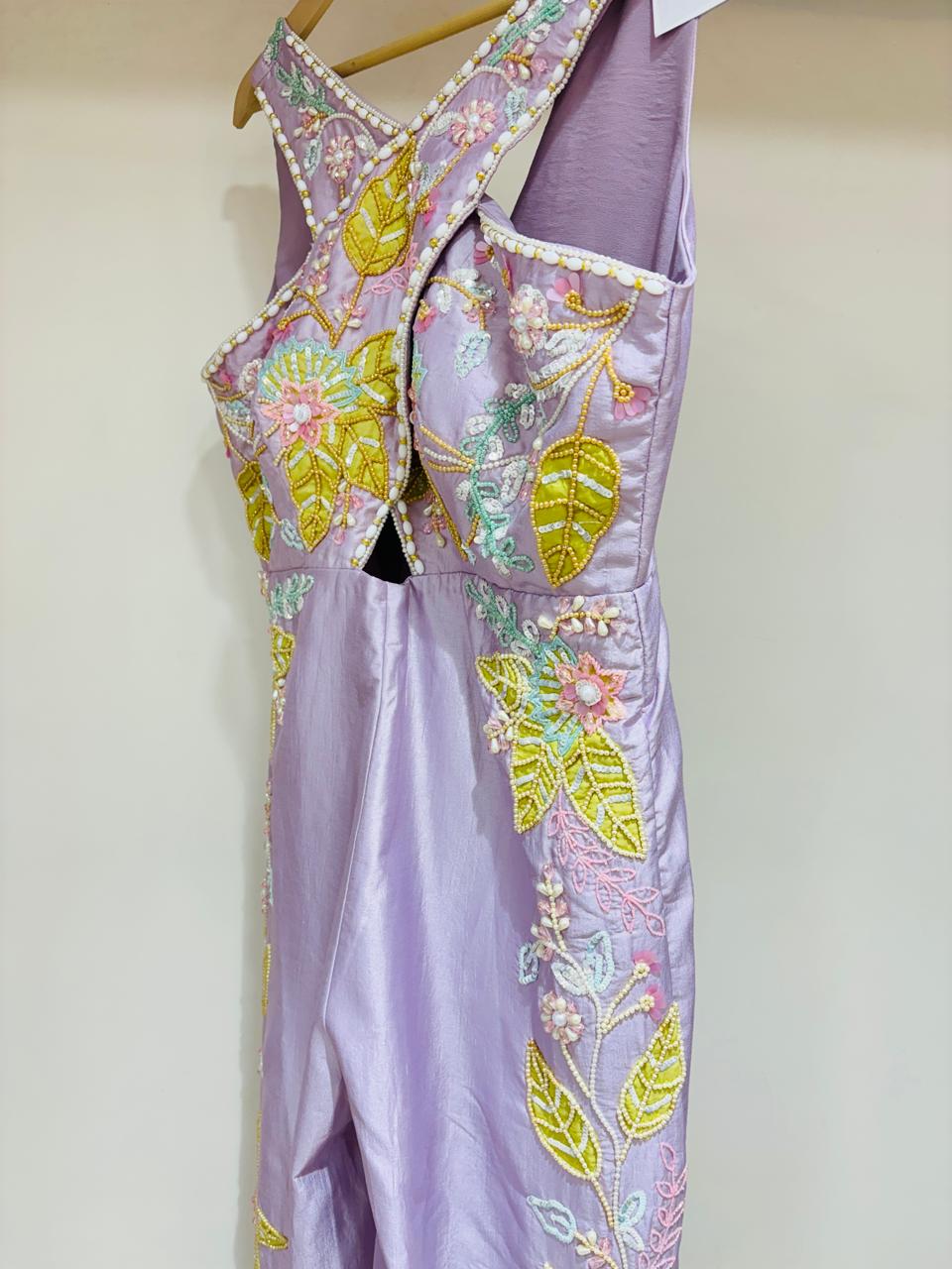 Light Purple Embroidered Jumpsuit