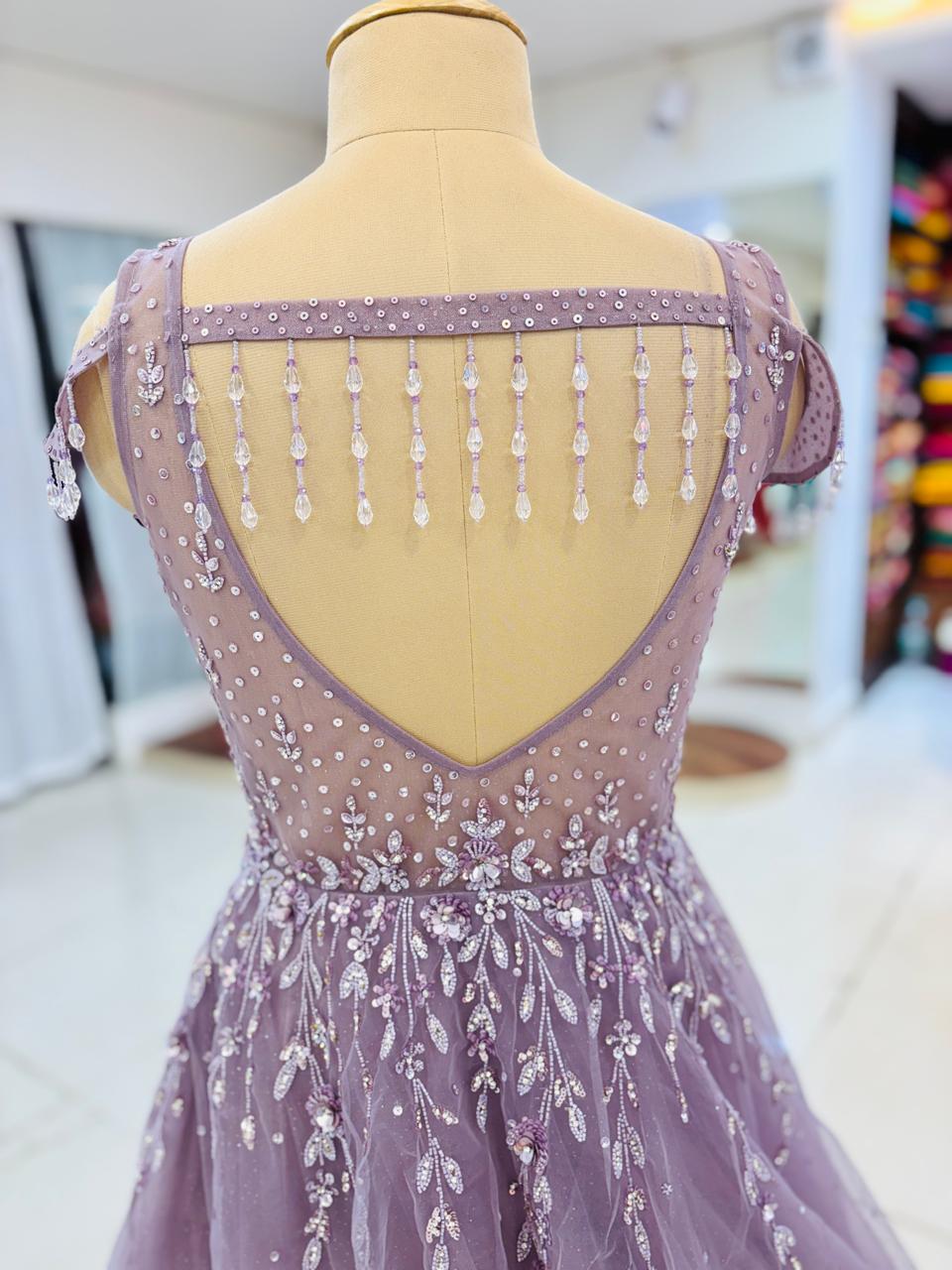 Light Purple Hand Work Net Ball Gown