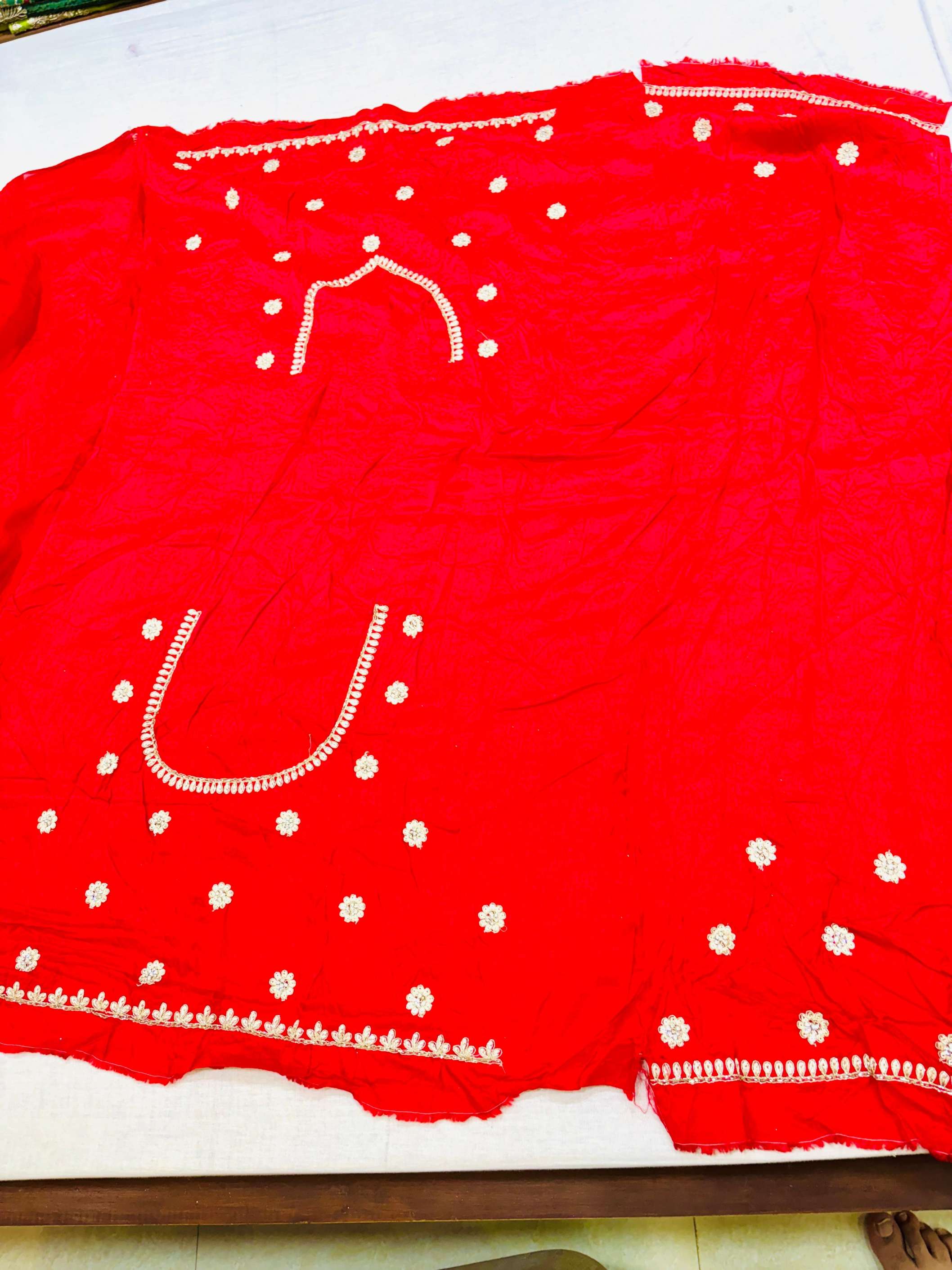 Cherry Red Silk Embroidered Saree