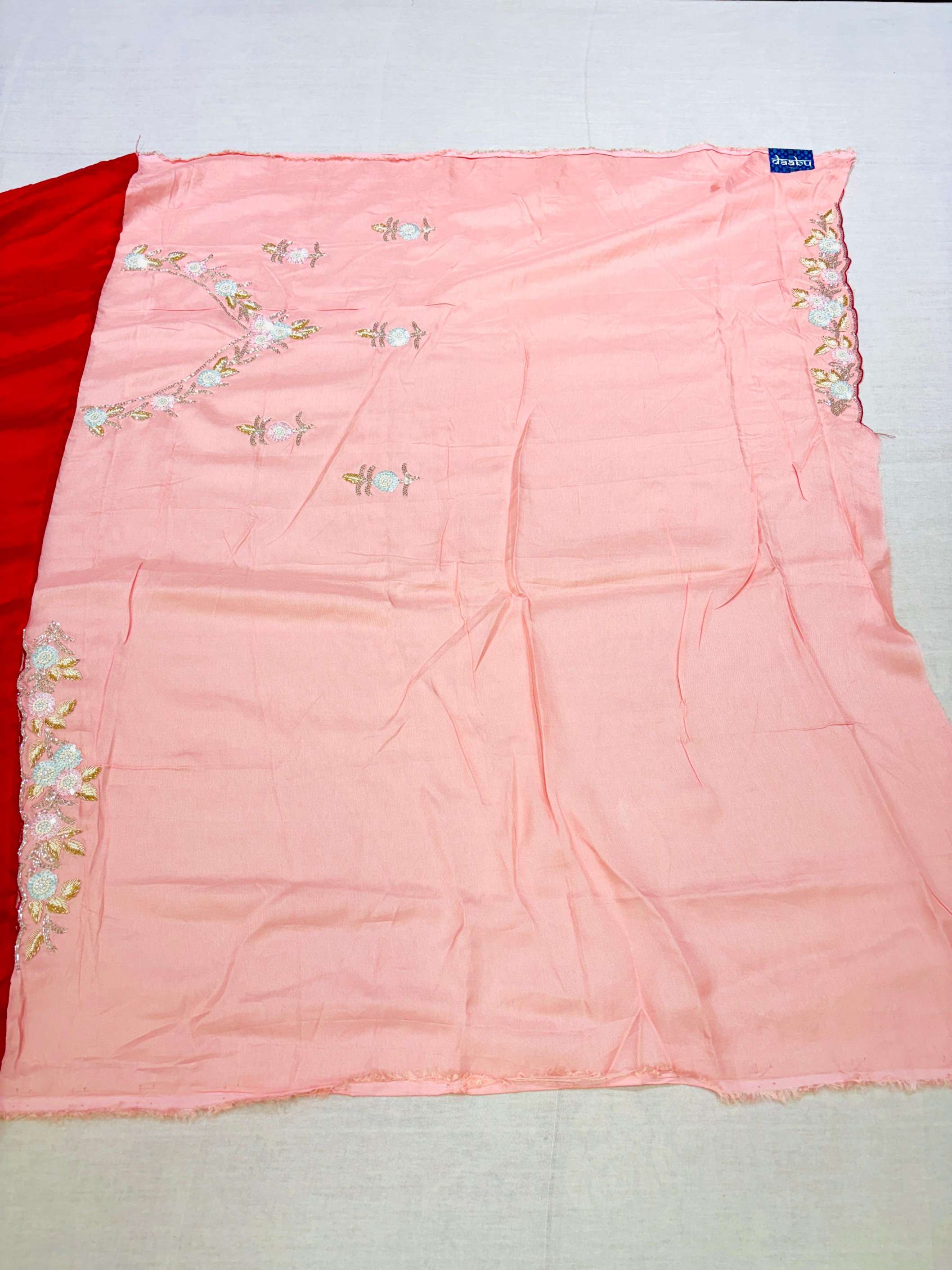 Apple Red Pure Silk Designer Saree