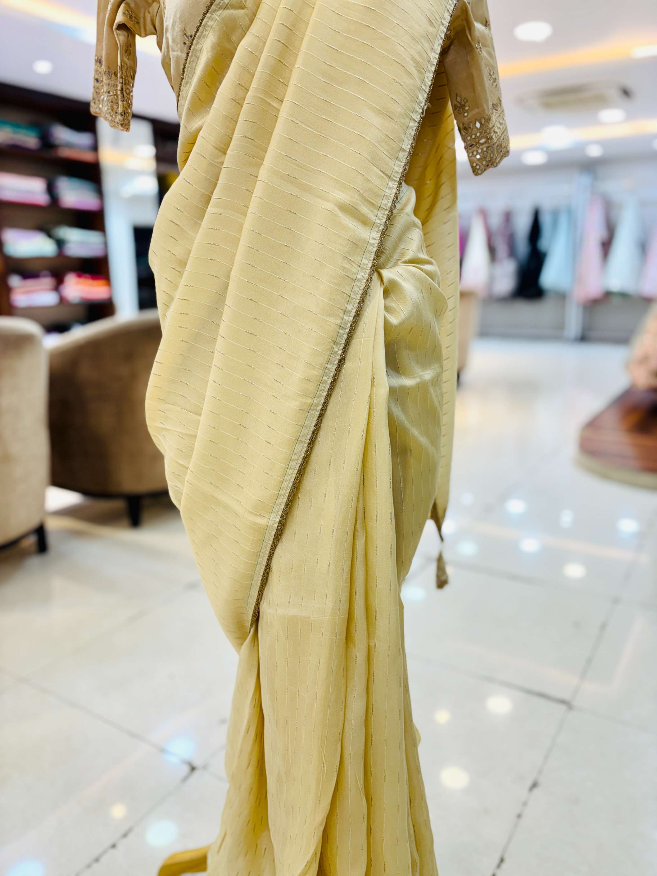 Light Brown Silk Saree WIth Readymade Blouse