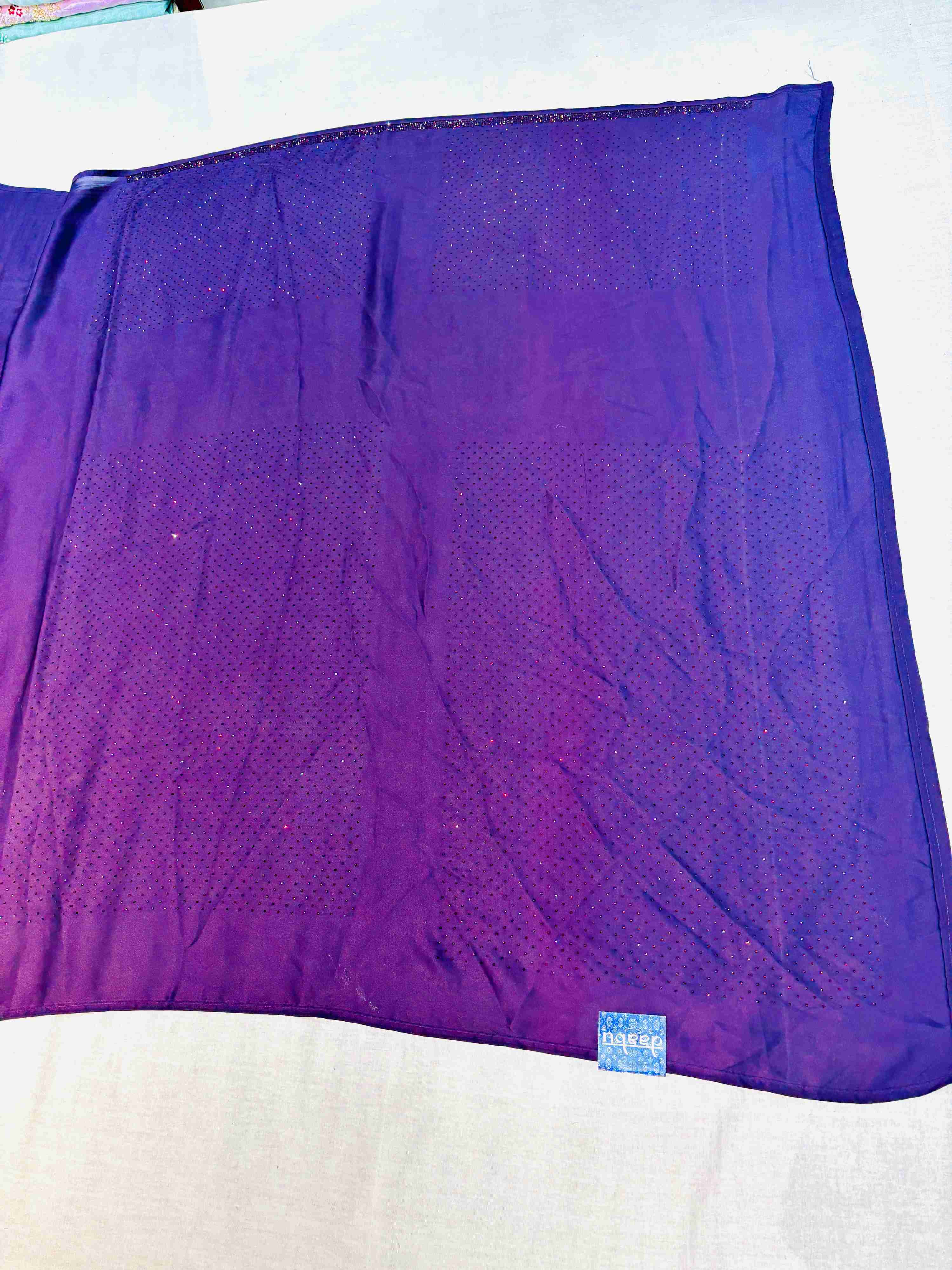 Dark Burgundy Satin Swarovski Saree