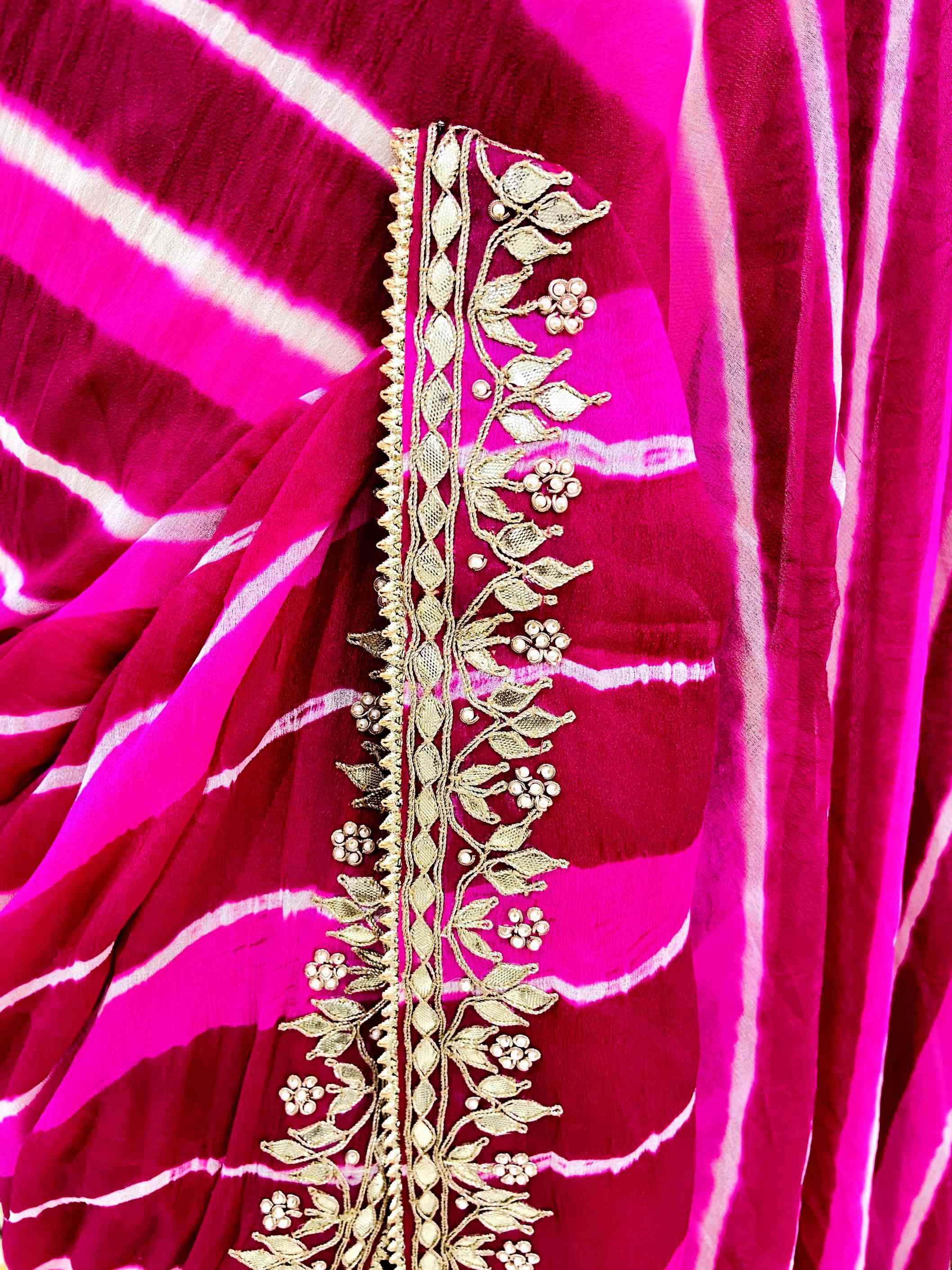 Shaded Pink Pure Silk Leheriya Saree