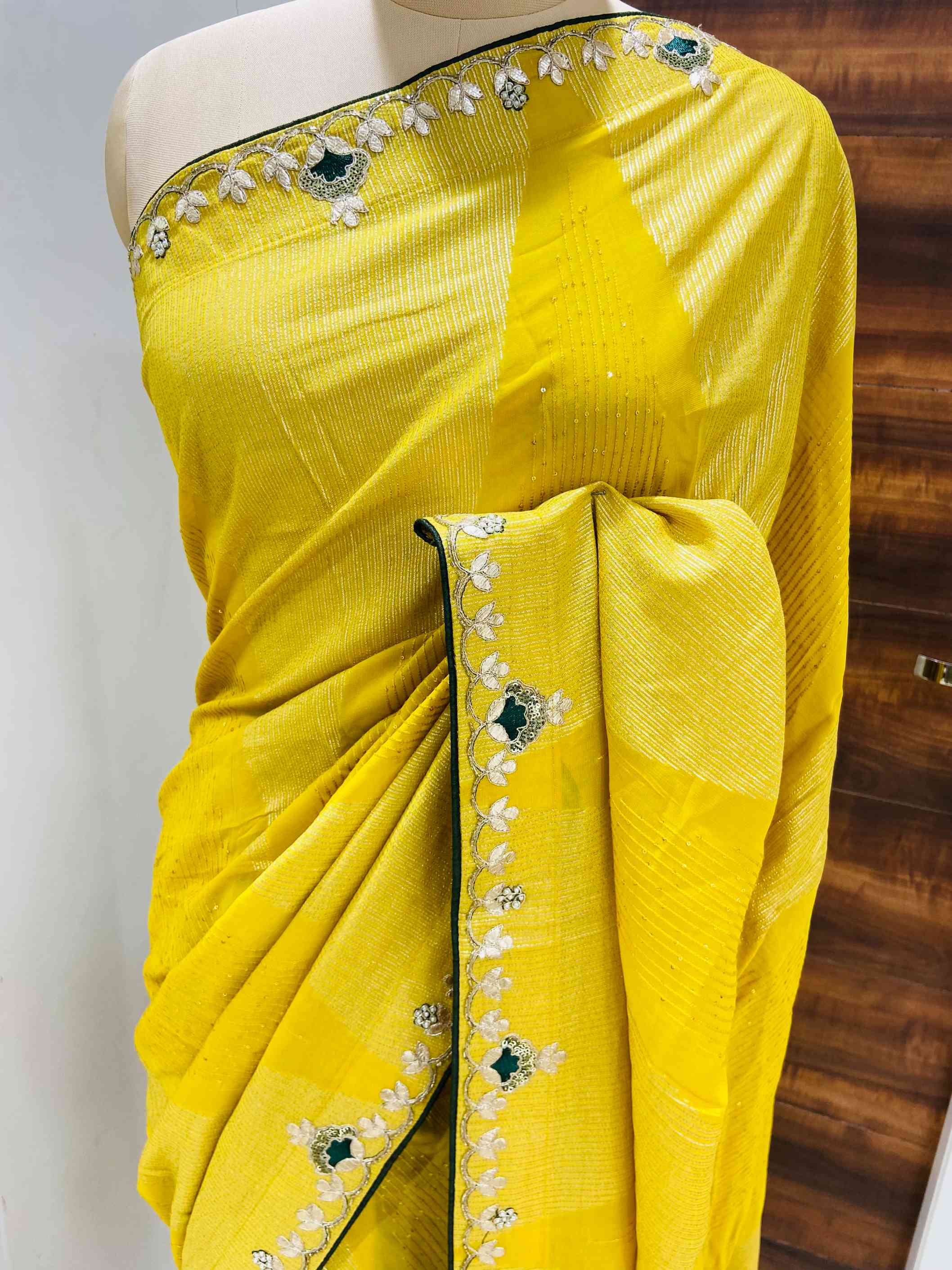 Yellow Silk Designer Saree