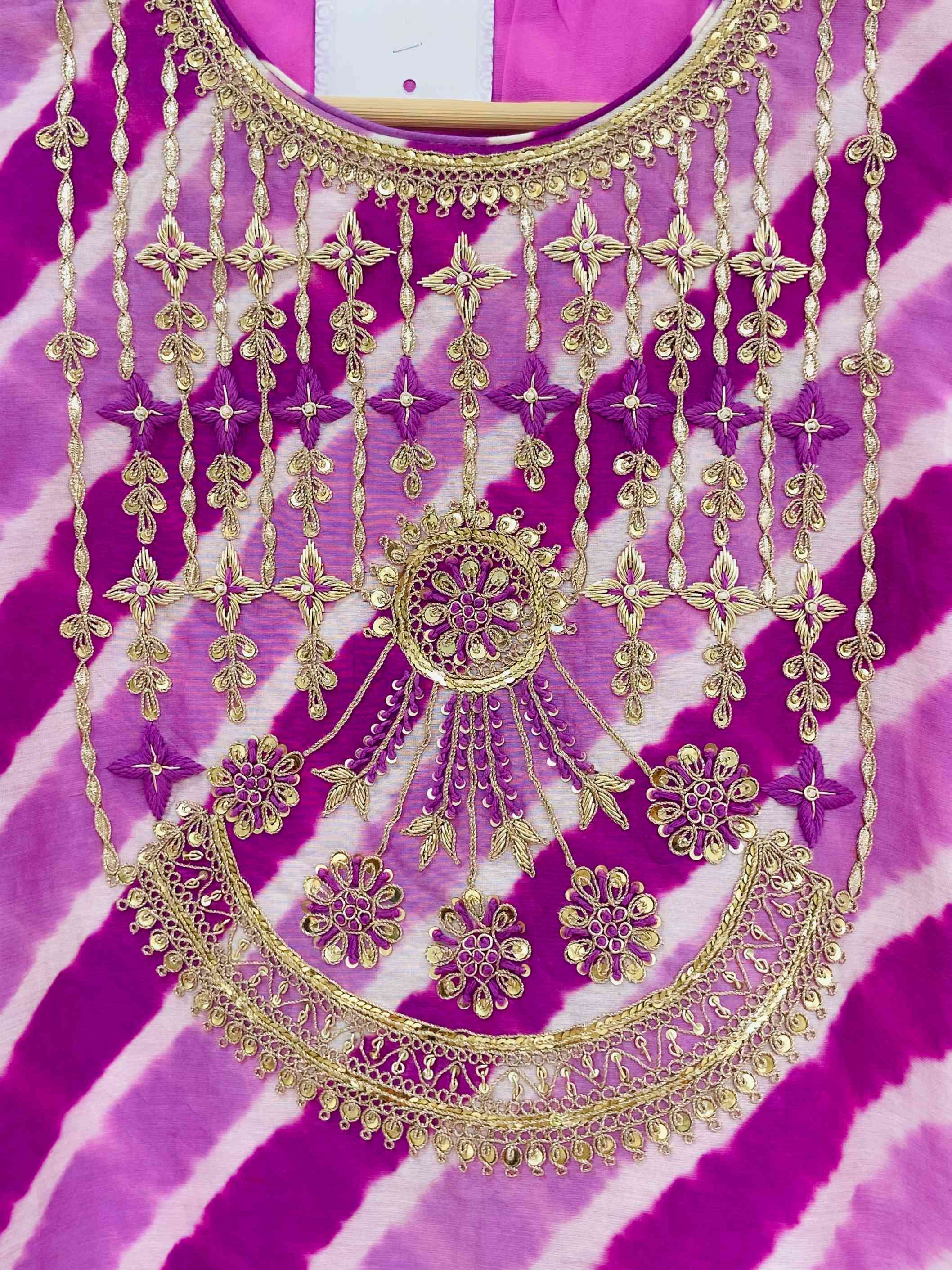 Purple Designer Leheriya Tussar Silk Suit