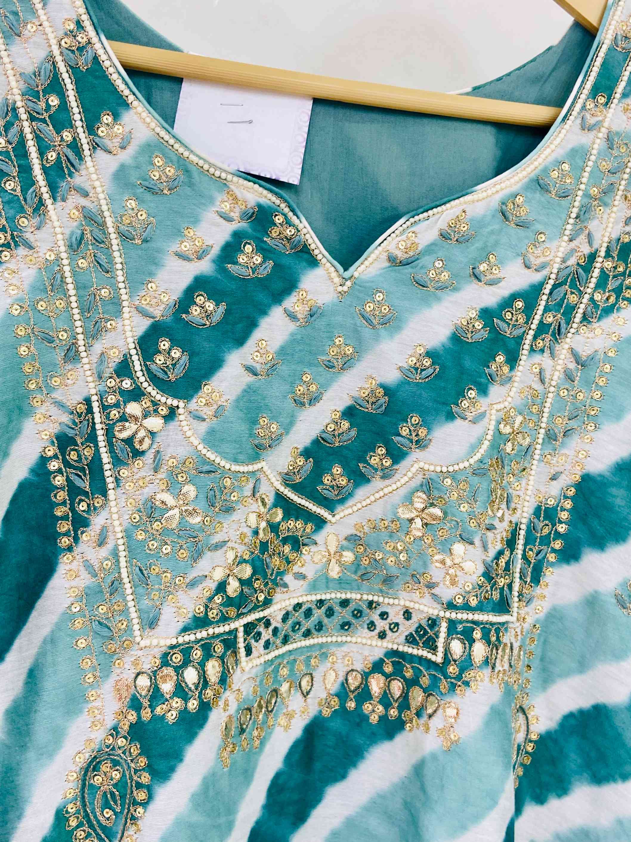Green Designer Leheriya Tussar Silk Suit