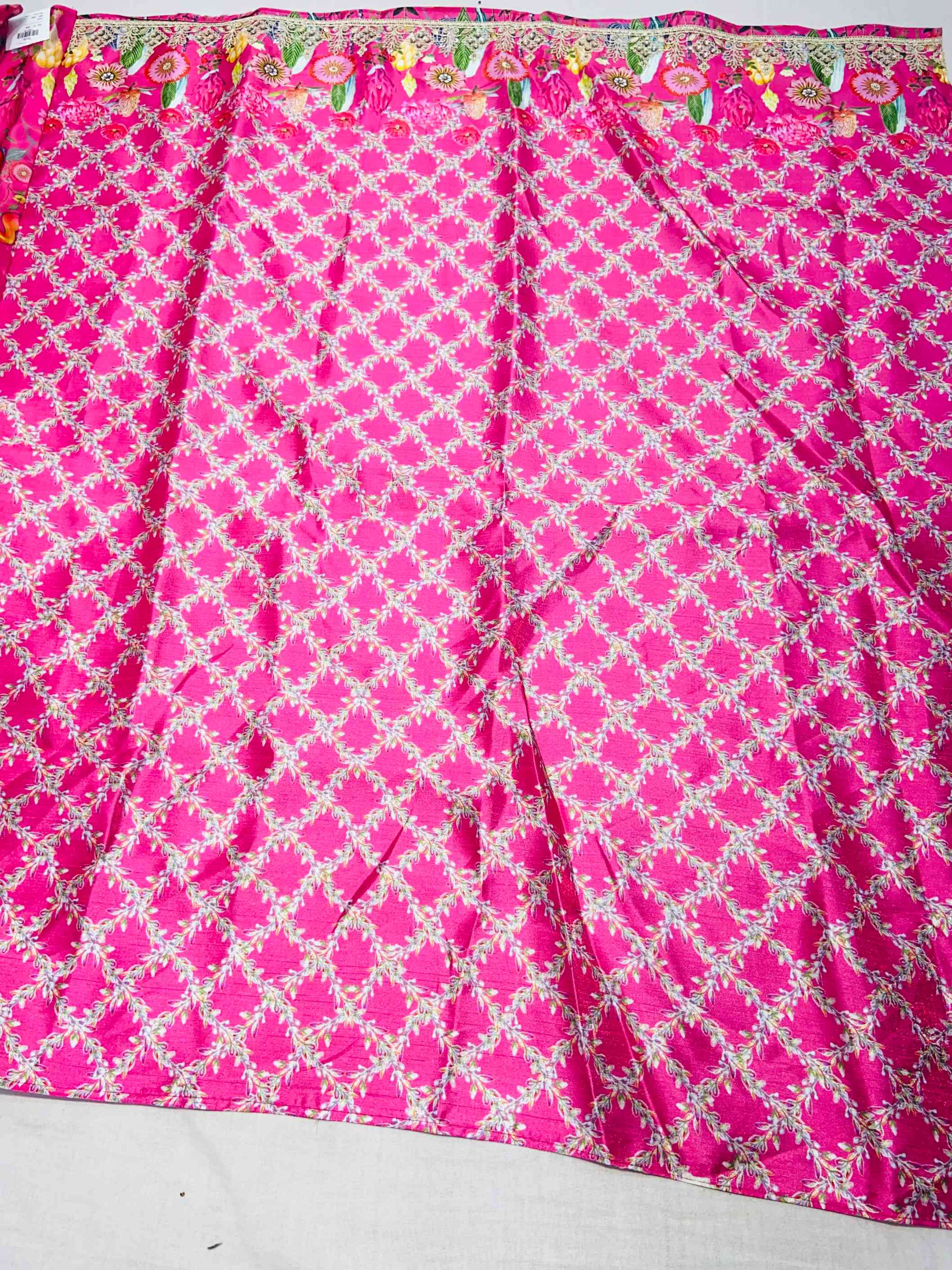 Pink Digital Printed Satin Organza Saree