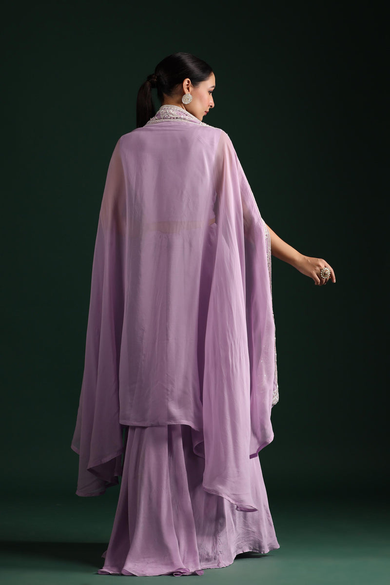 Lavender Embellished Cape Set