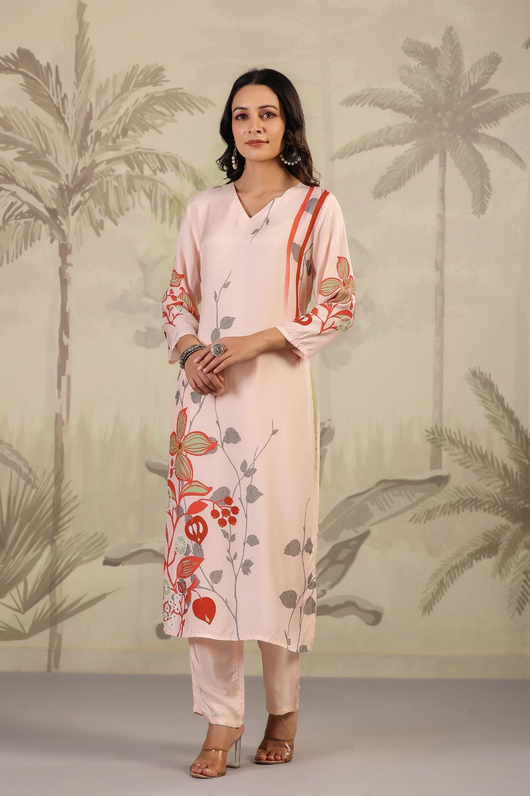 Light Pink Muslin Printed Suit