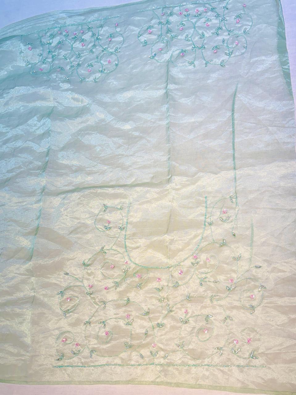 Light Green Tissue Organza Saree