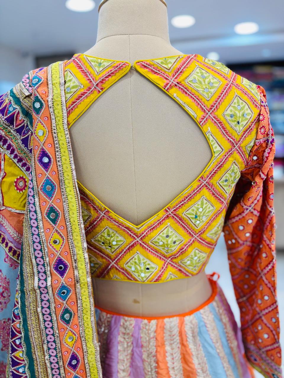 Multicolor Banarasi Silk Lehenga With Readymade Blouse