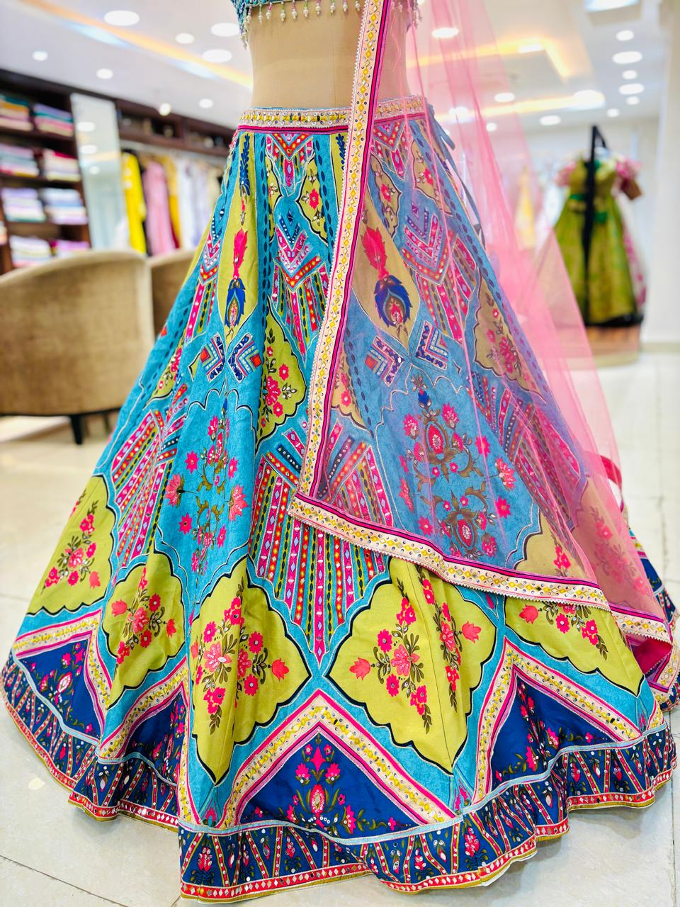 Multicolor Banarasi Silk Readymade Lehenga