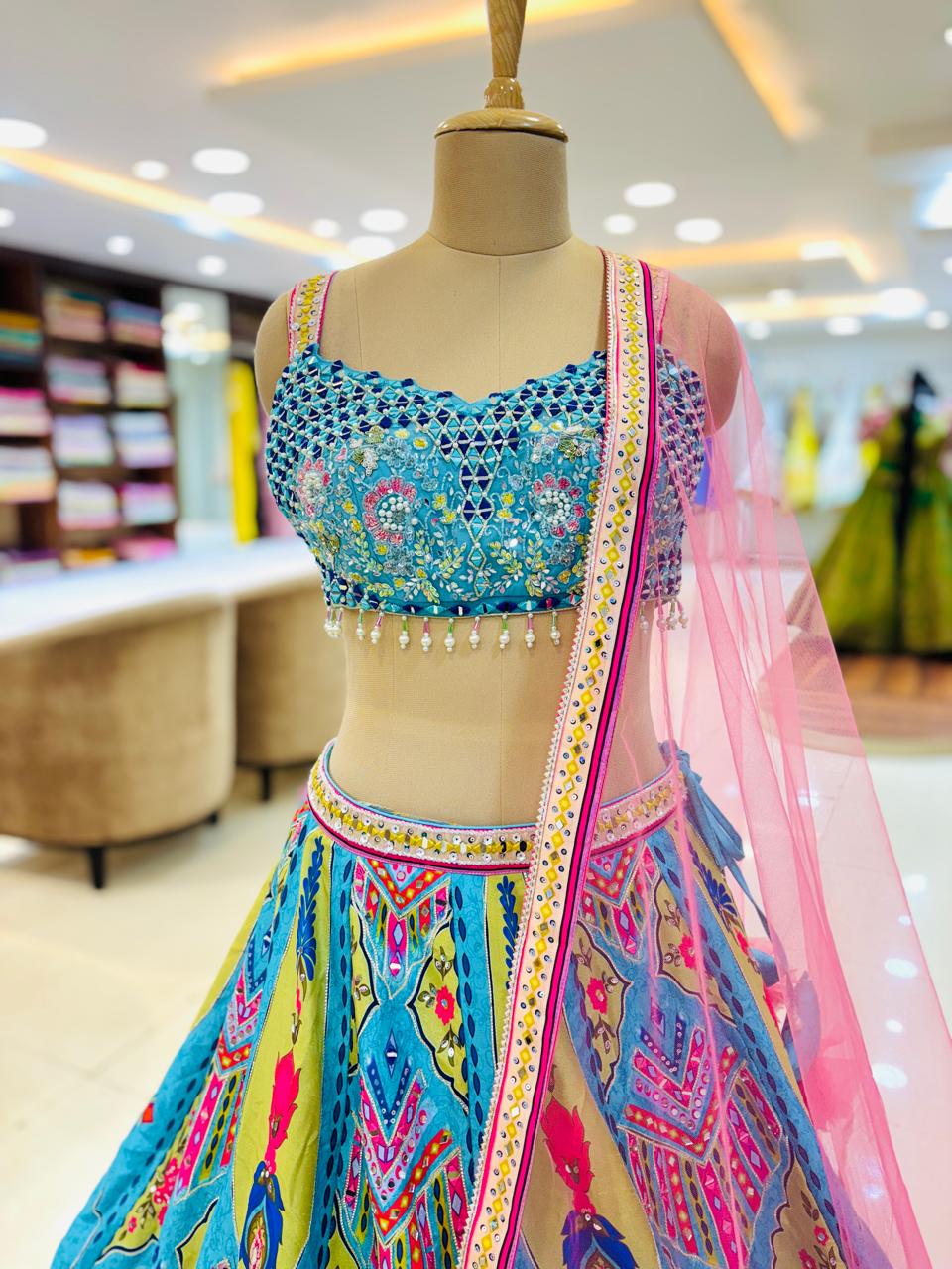 Multicolor Banarasi Silk Readymade Lehenga