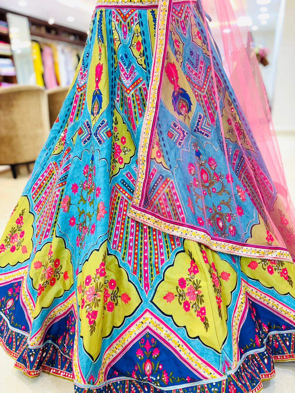 Multicolor Banarasi Silk Readymade Lehenga