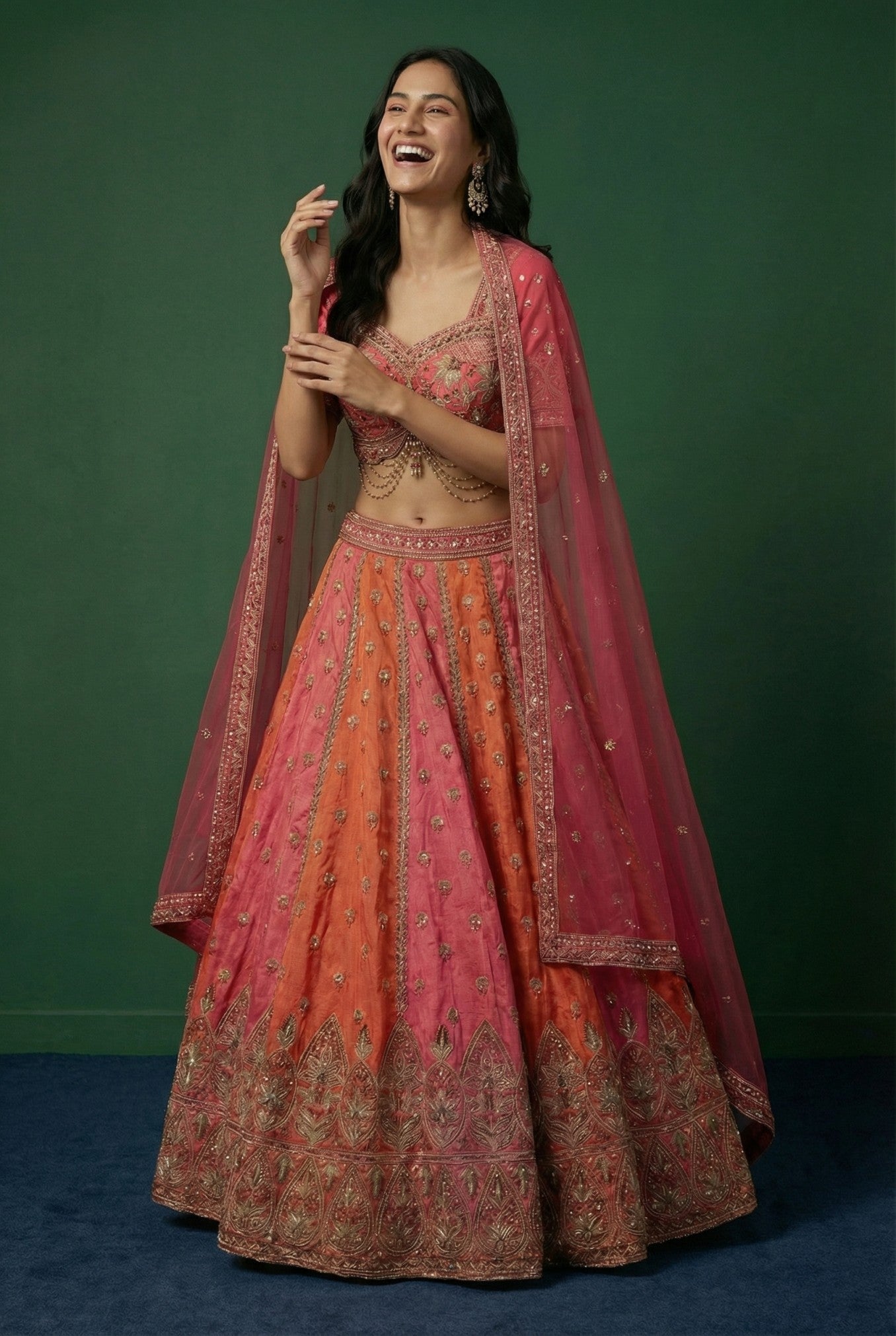 Multicolor Festive Crop Top Lehenga
