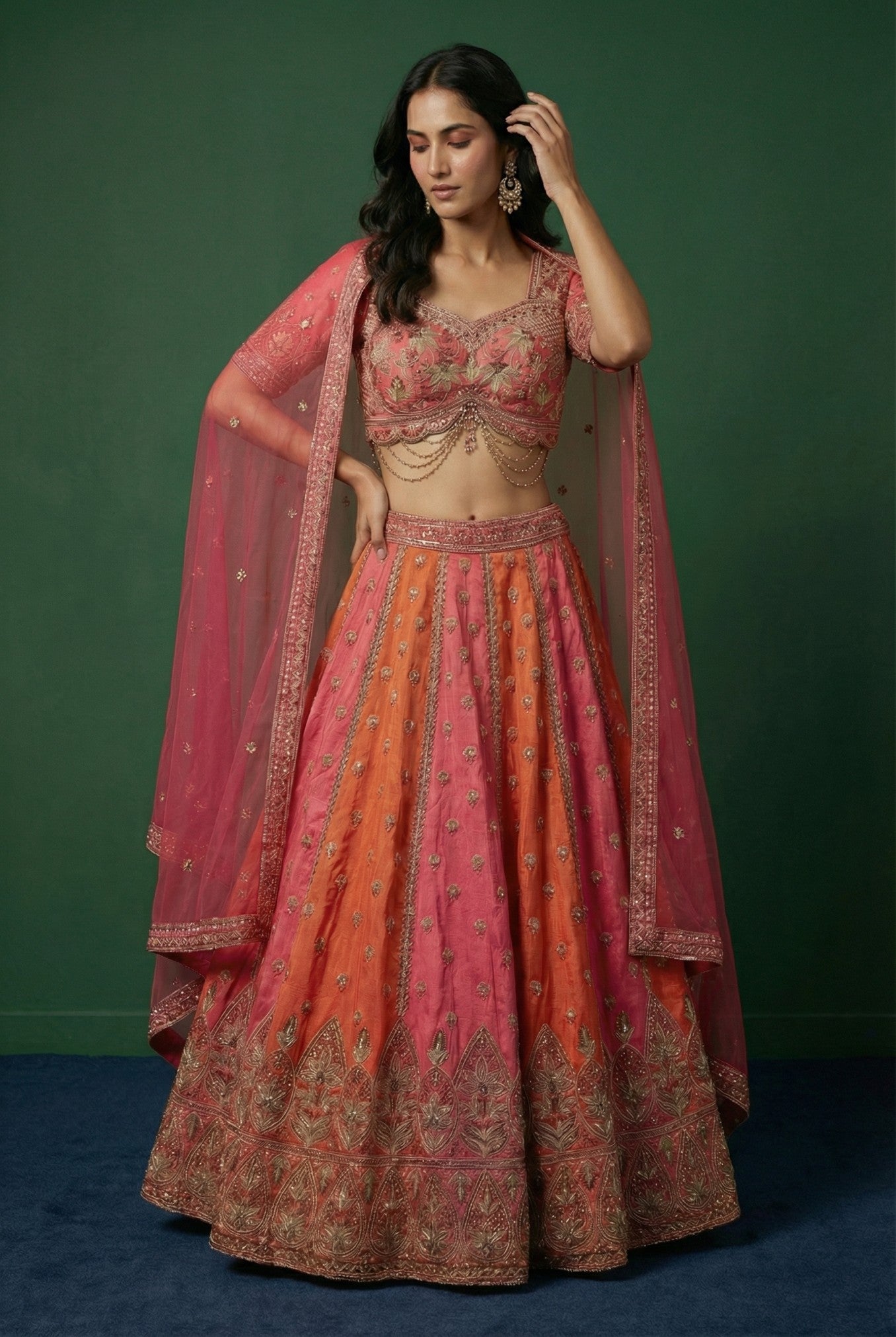 Multicolor Festive Crop Top Lehenga