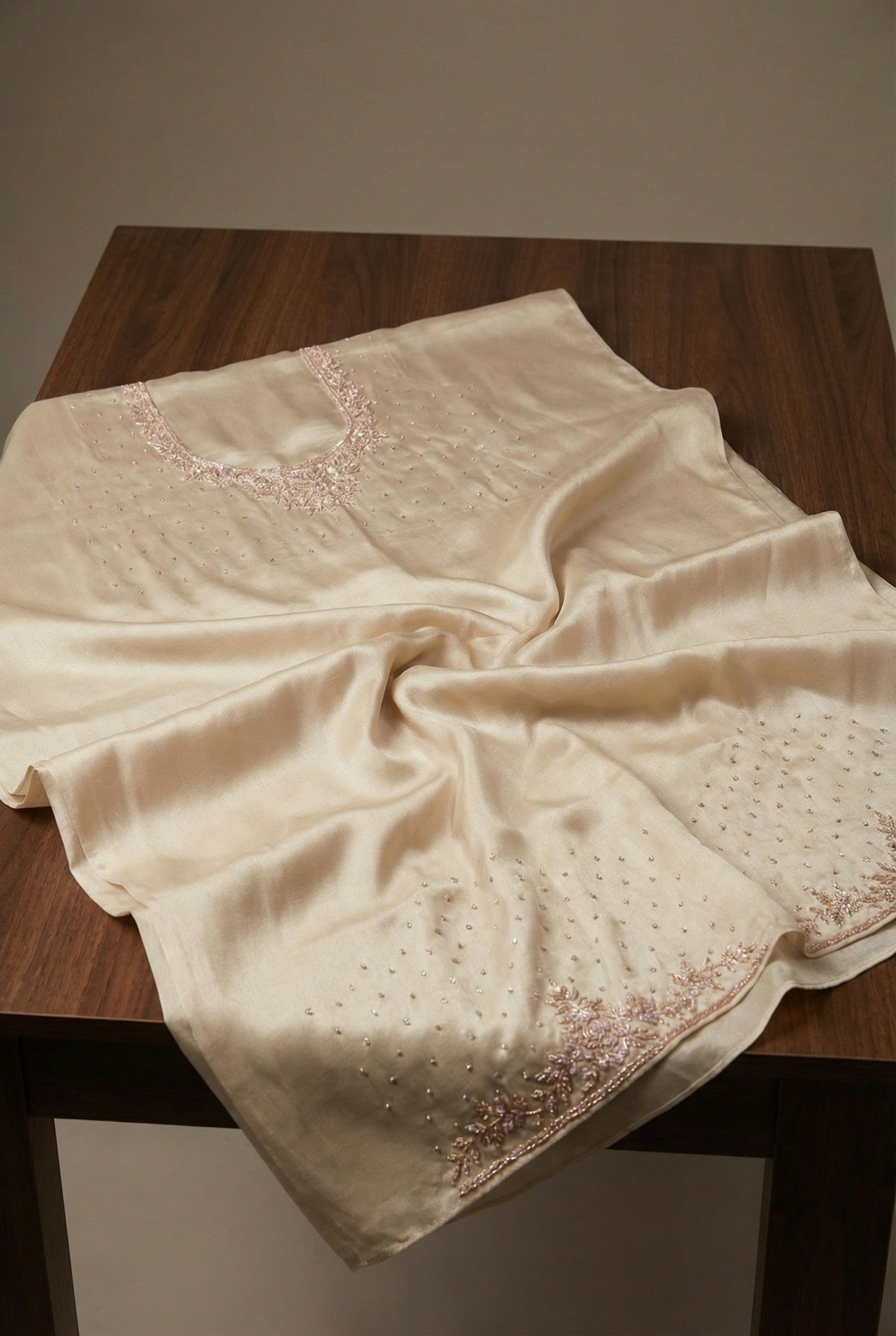 Ivory Silk Festive Hand Work Saree