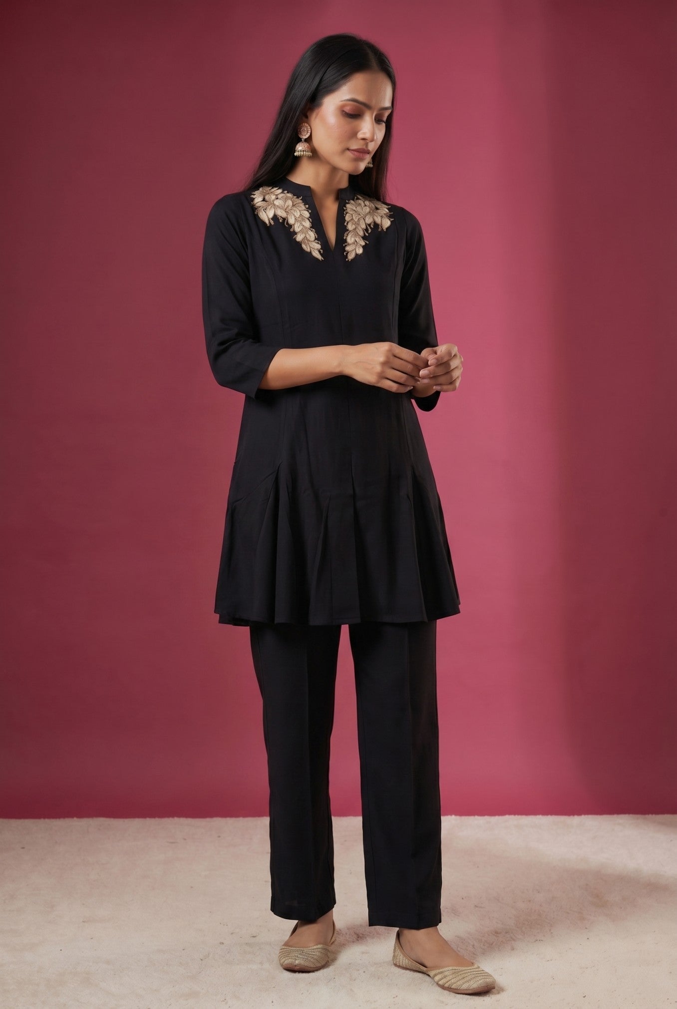 Black Silk Western Co-Ord Set