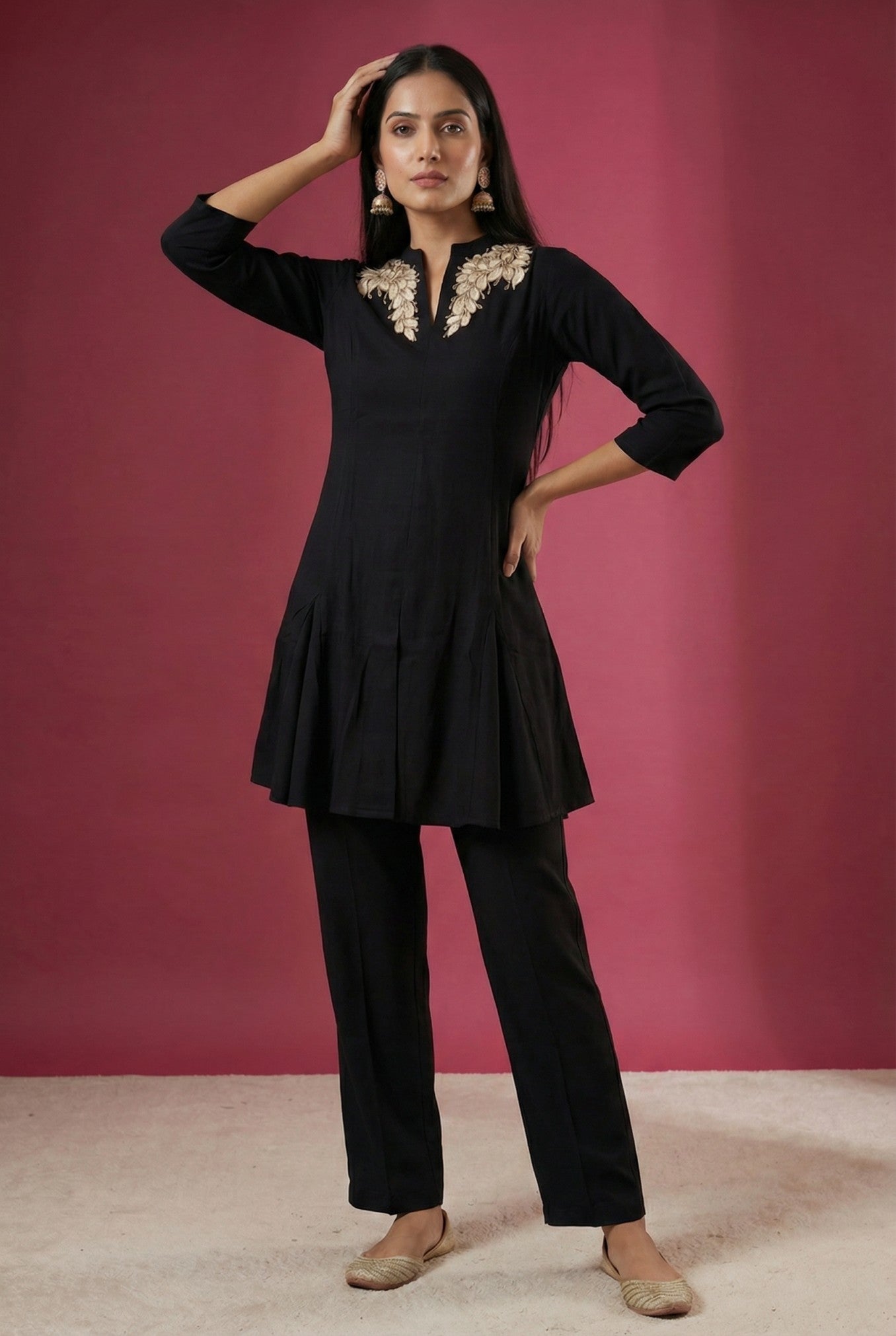 Black Silk Western Co-Ord Set