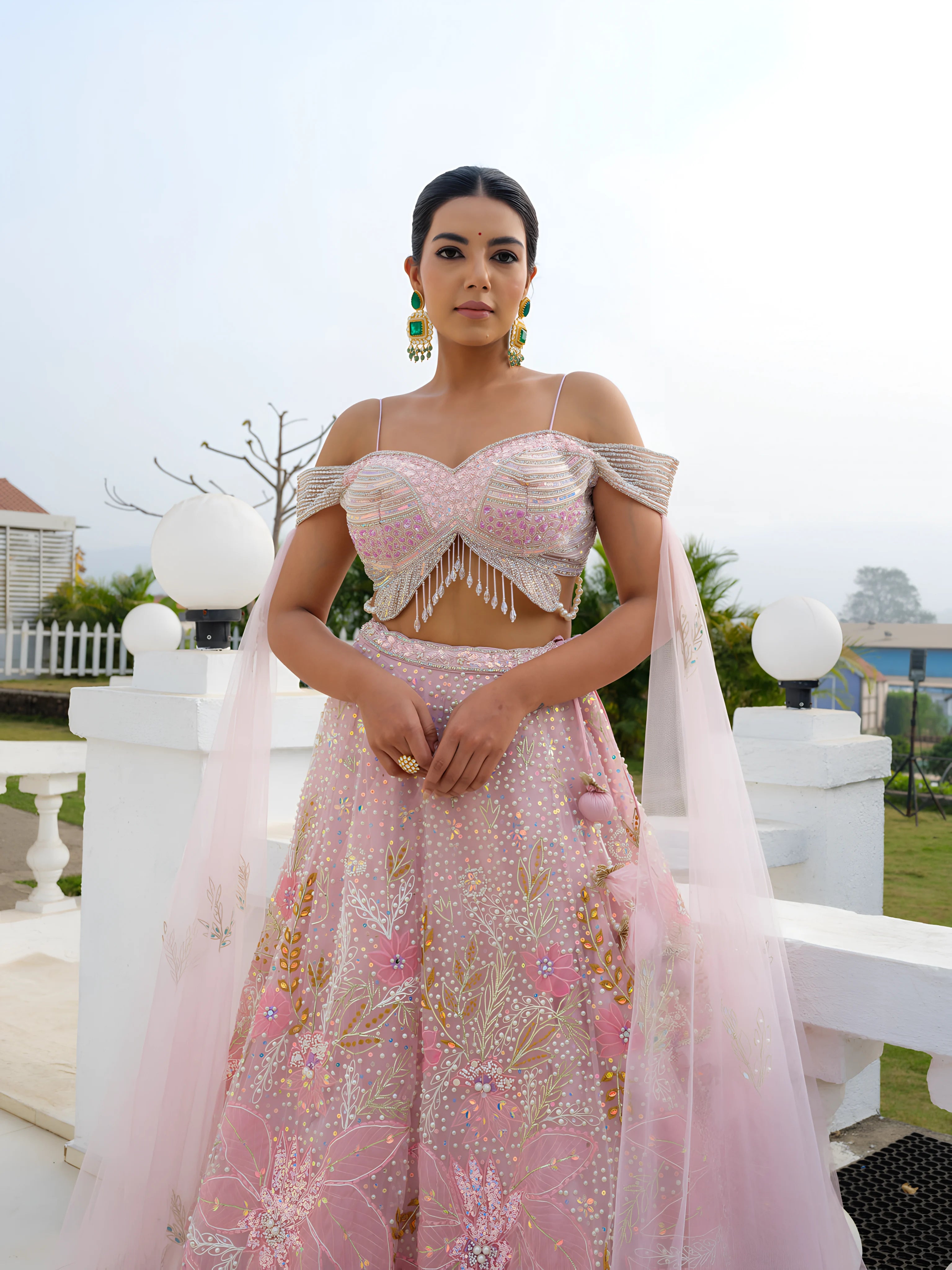 Rose Blush Embroidered Designer Lehenga