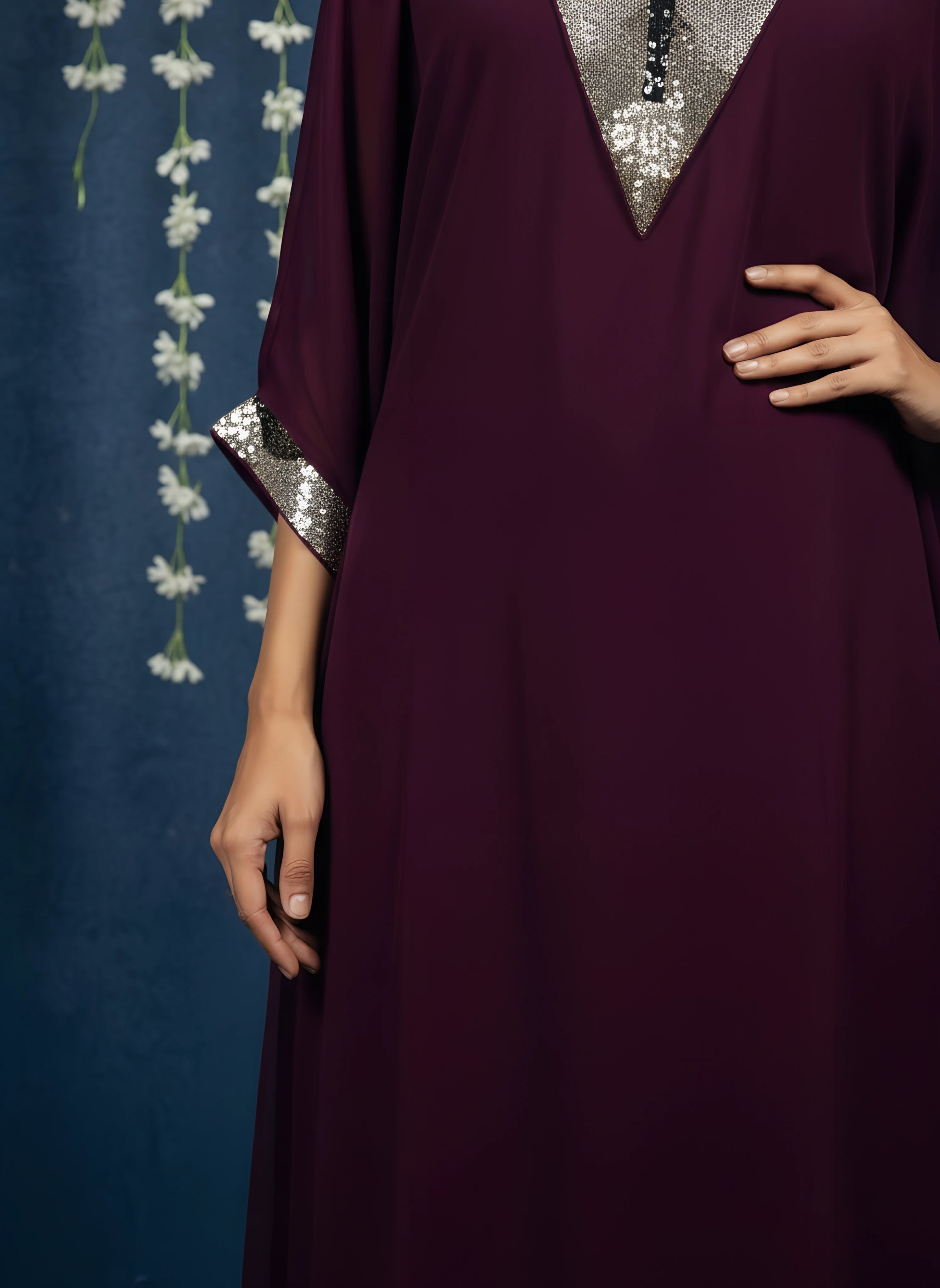 Wine Georgette Top With Bottom Trouser