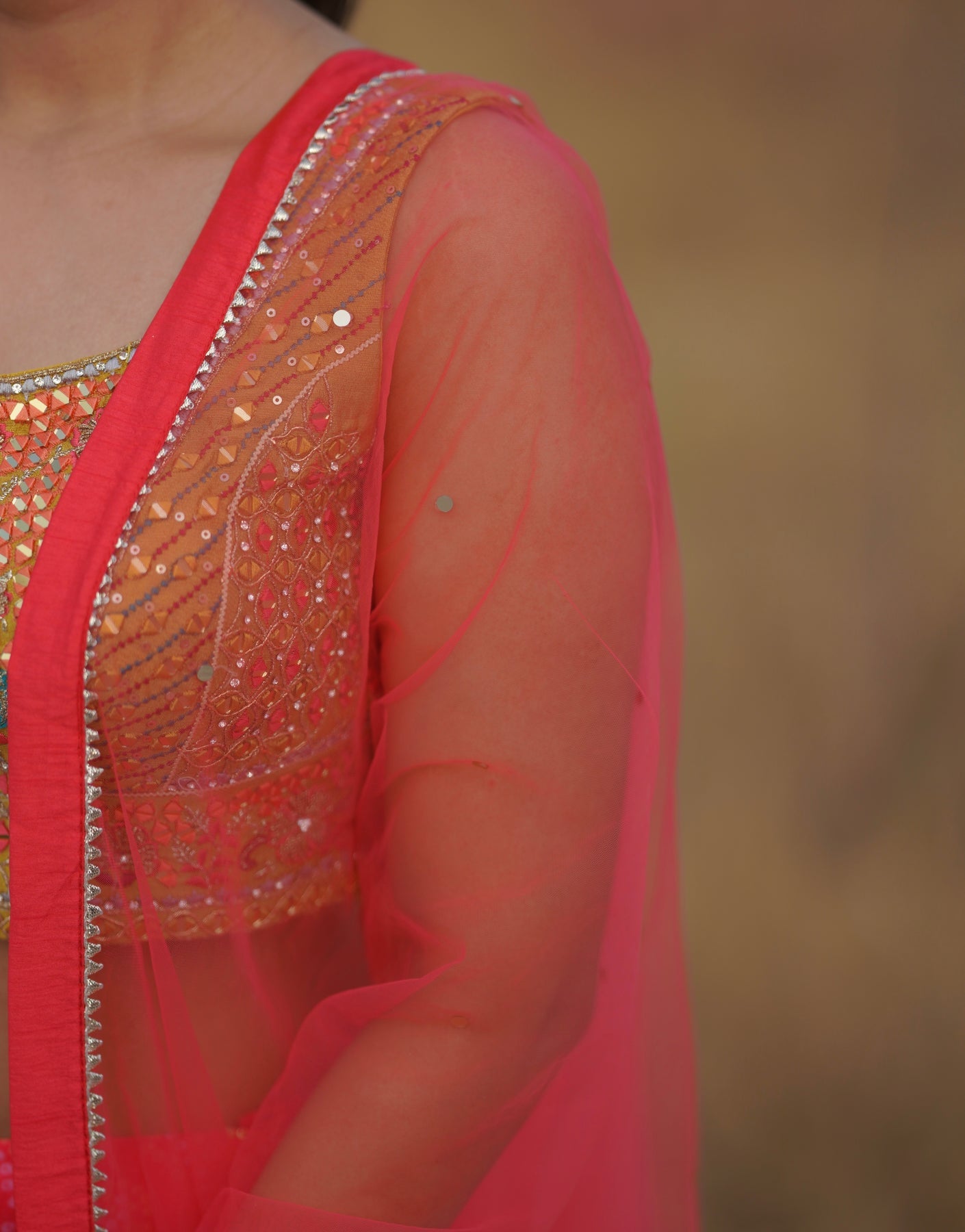 Dark Pink Printed Georgette Lehenga