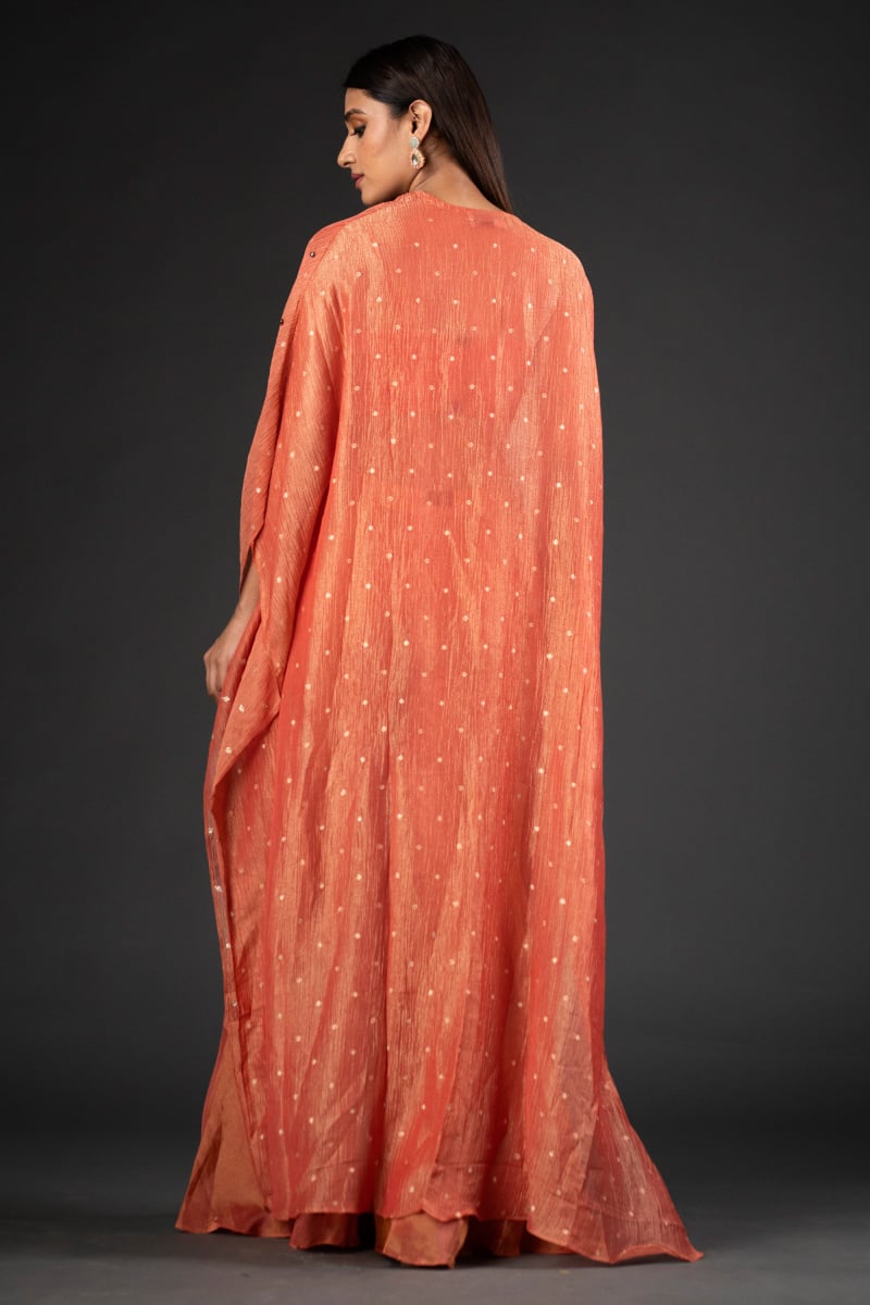 Antique Work Tissue Silk Indo Western Palazzo With Koti