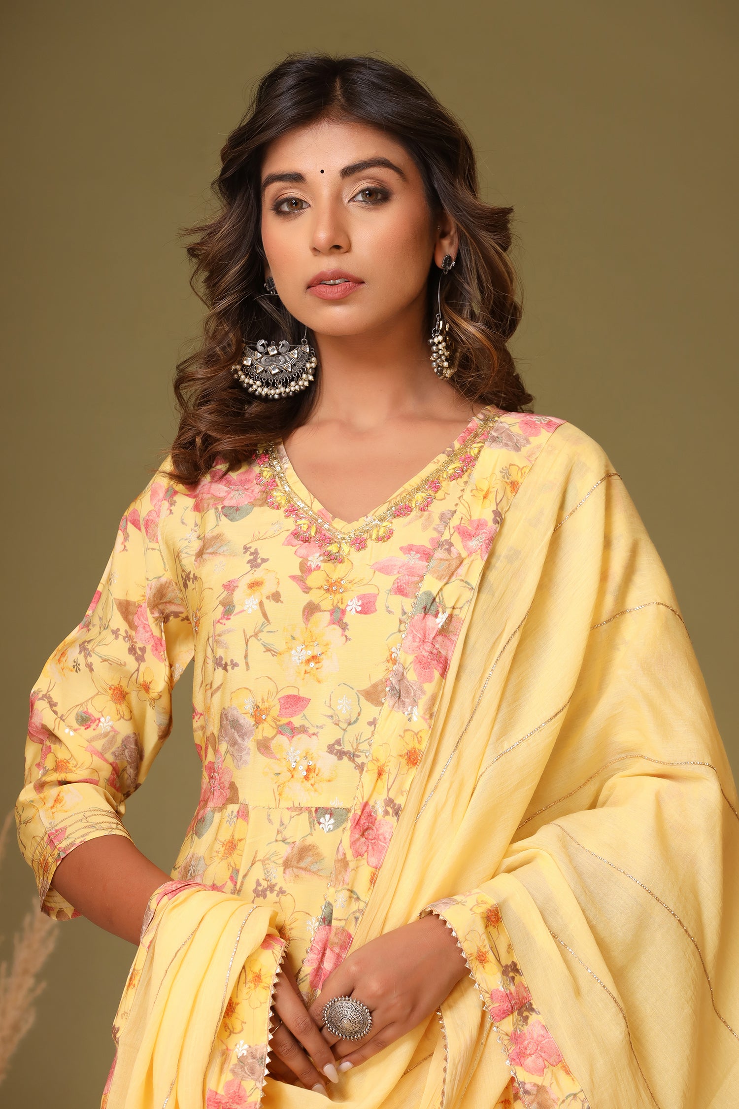 Pastel Yellow Kurta With Pant Set