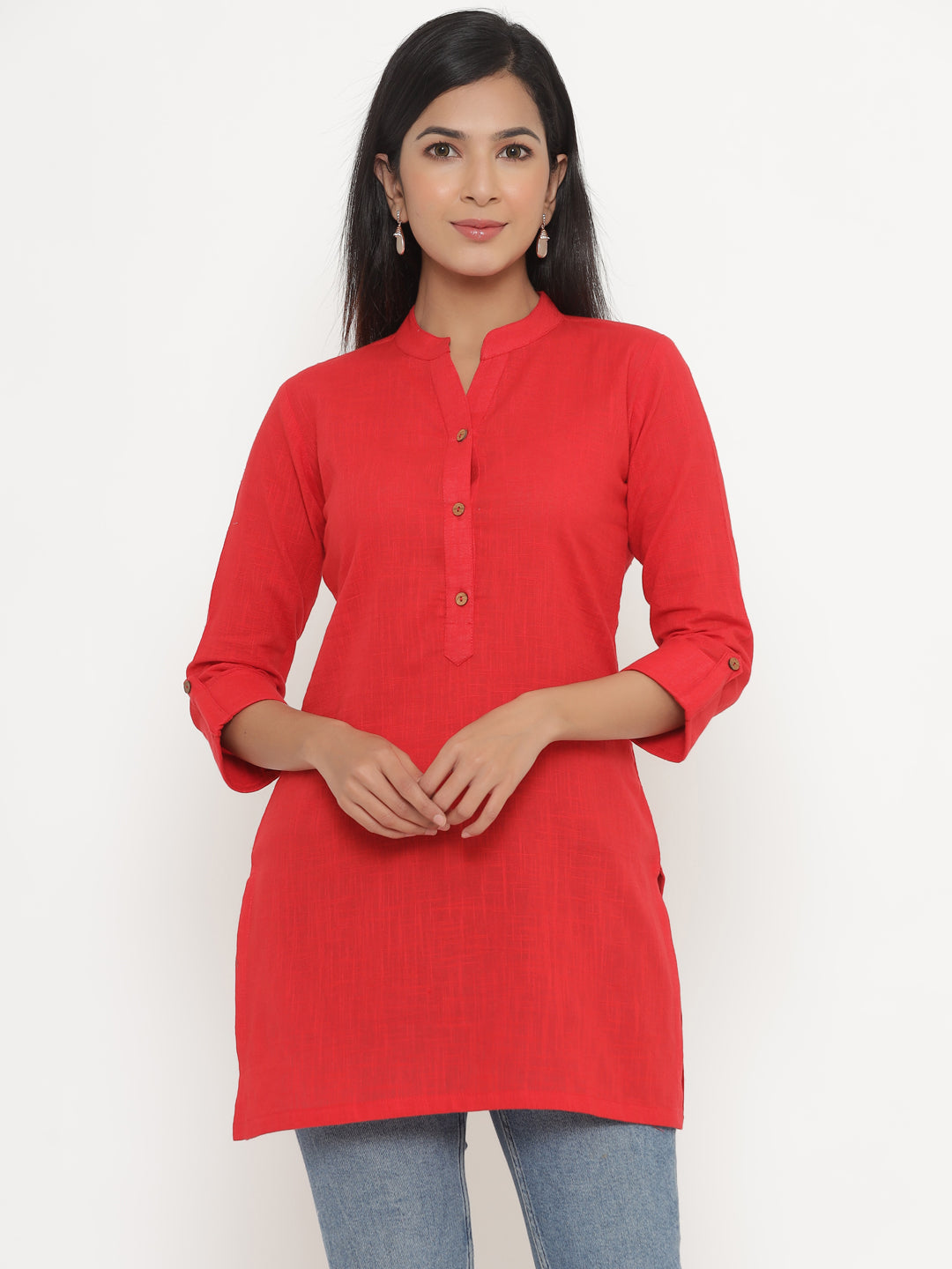 Red Khadi Cotton Tunic