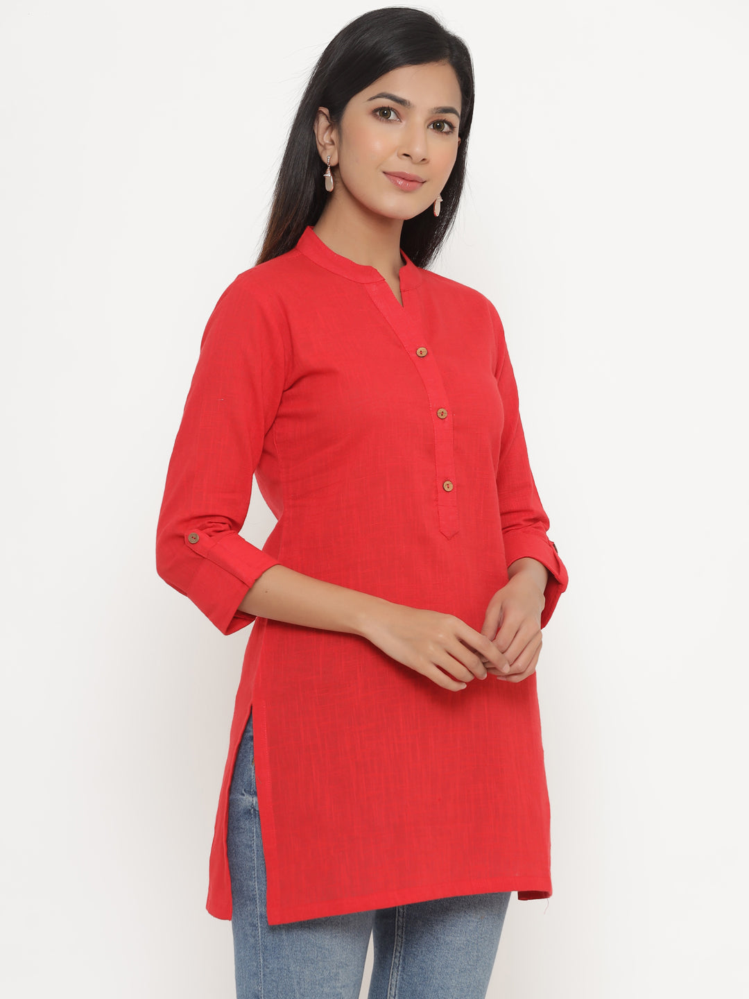 Red Khadi Cotton Tunic