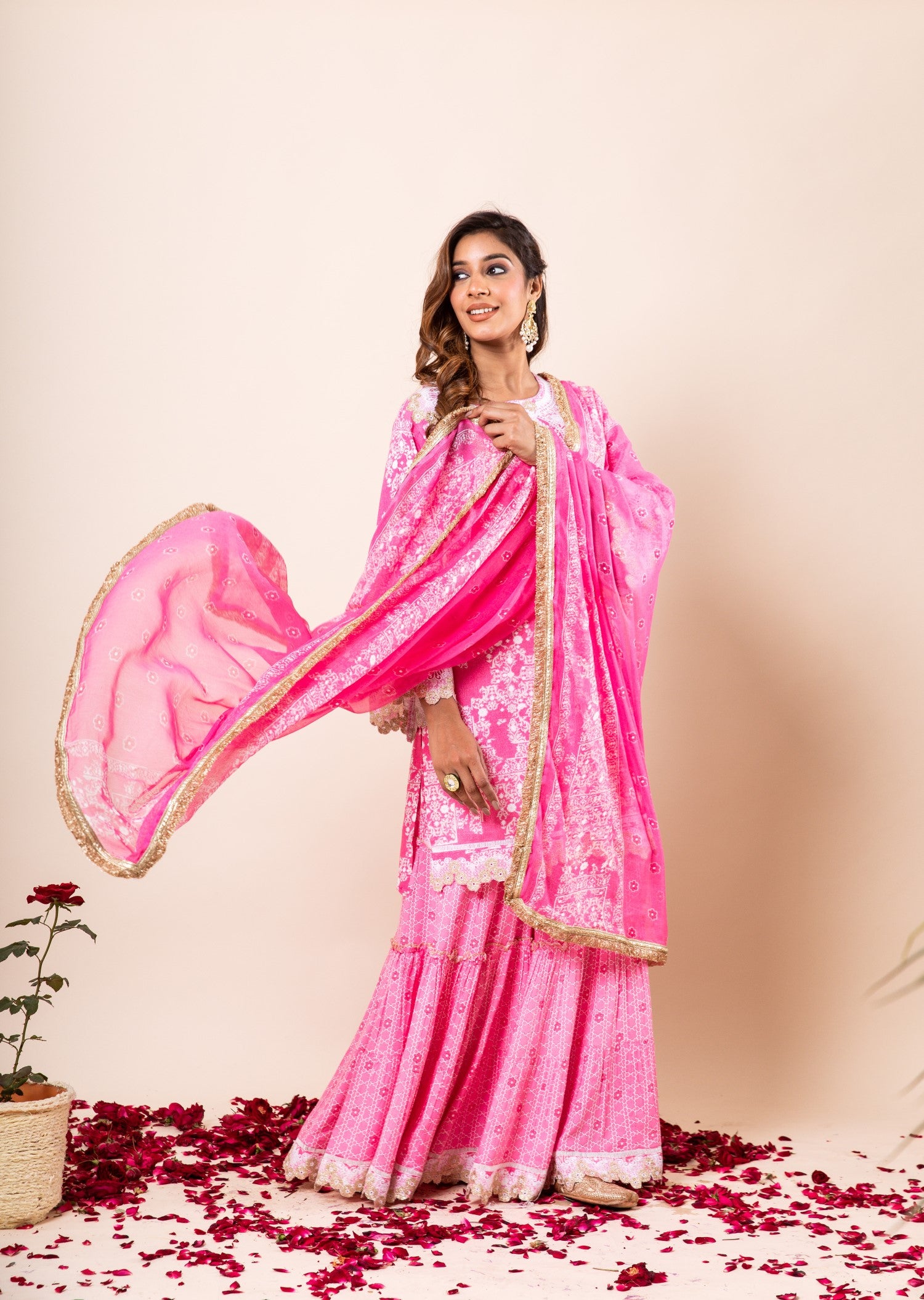 Baby Pink Cotton Sharara Set