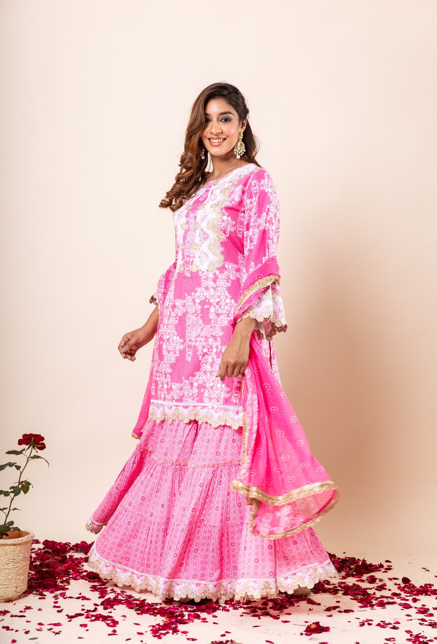 Baby Pink Cotton Sharara Set