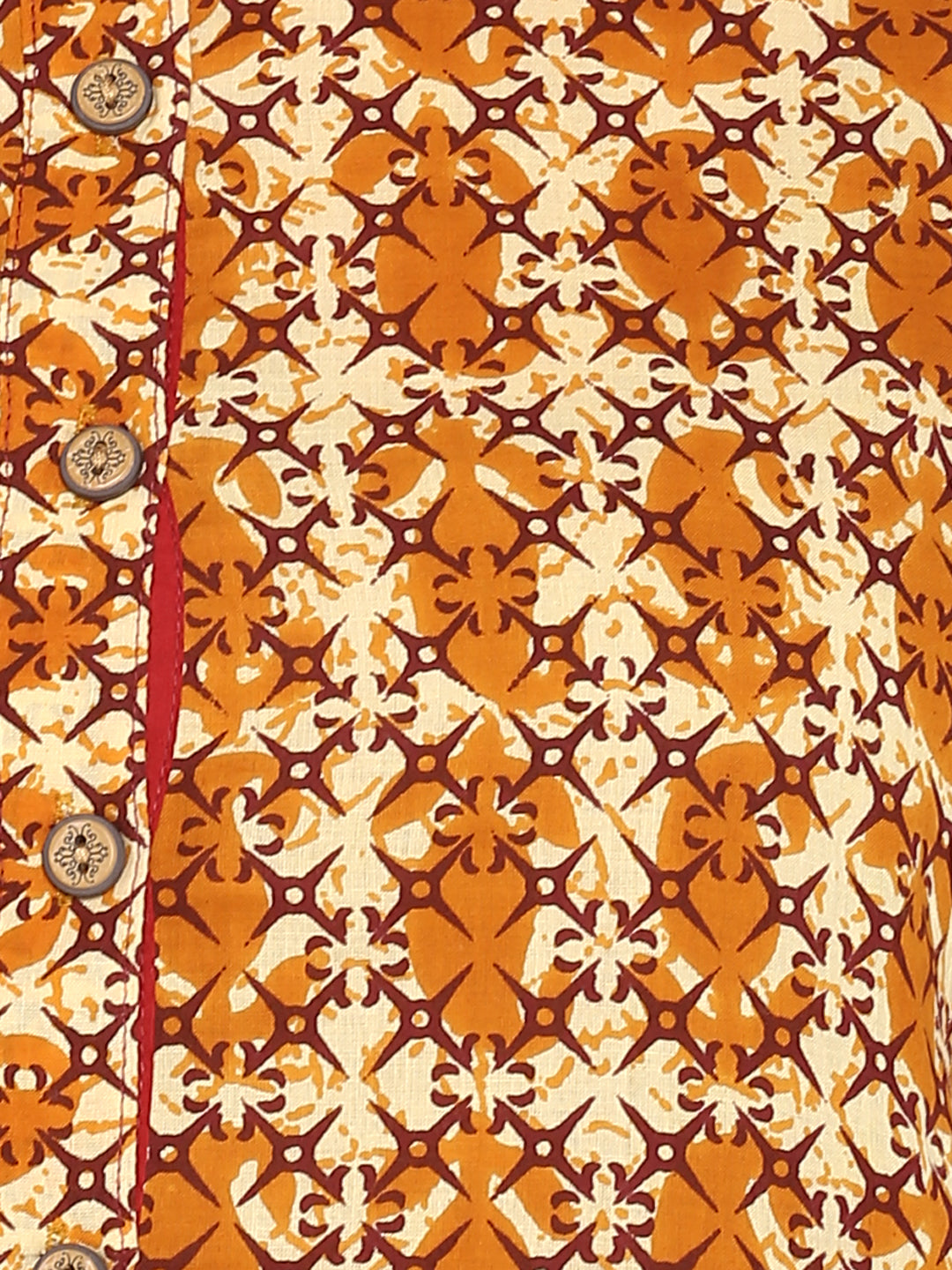 Brown Floral Printed Cotton Kurta