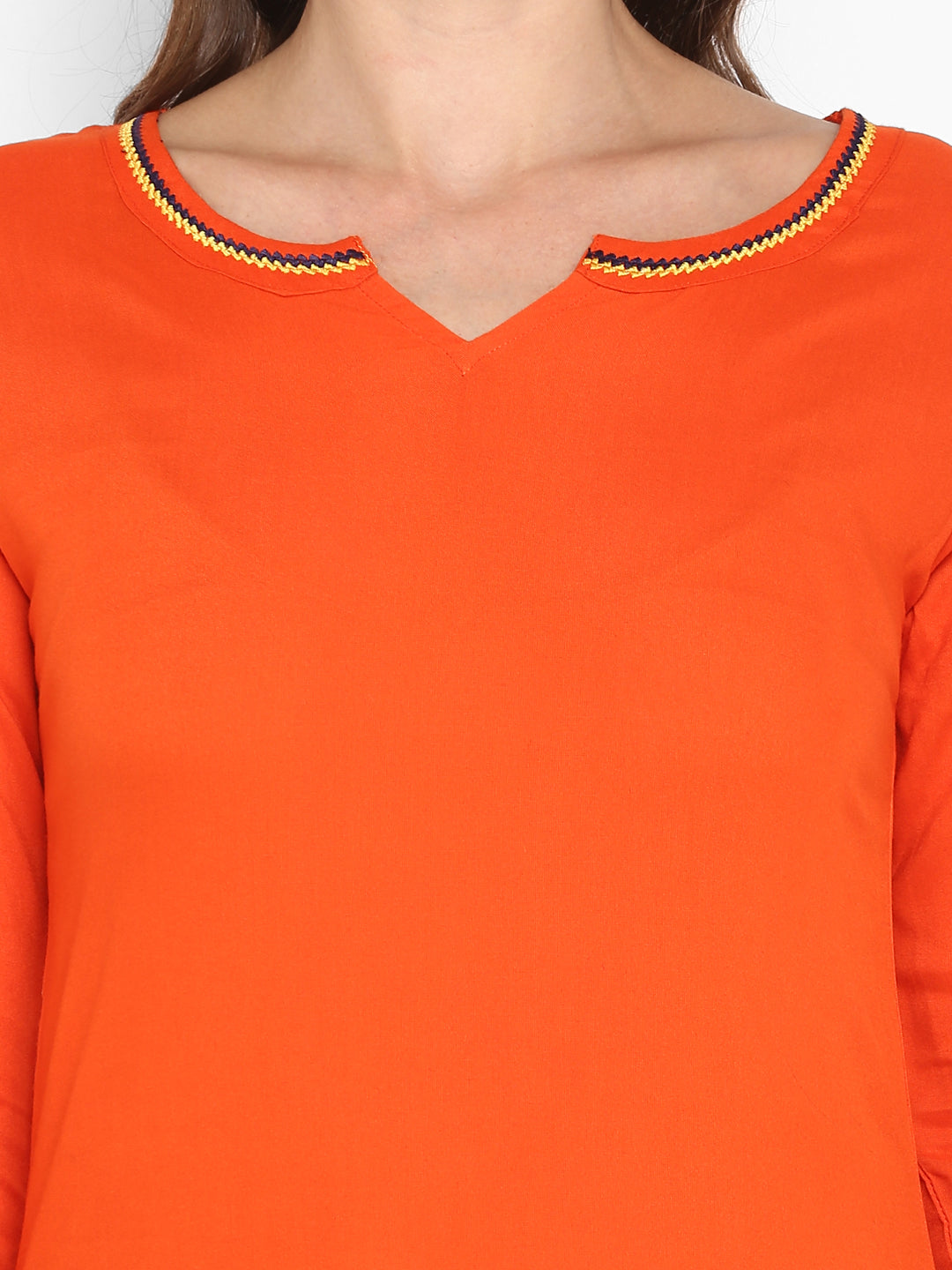 Orange Embroidered Italian Silk Tunic