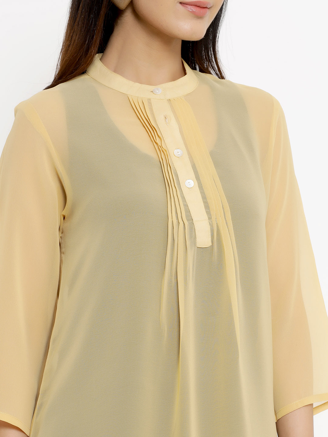 Beige Georgette Assymetric Tunic