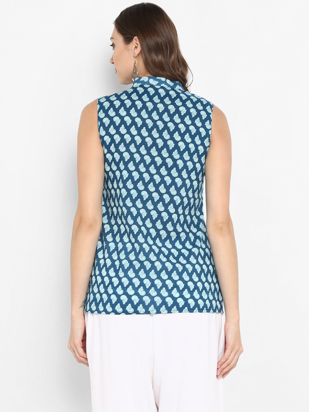 Blue Block Printed Cotton Tunic