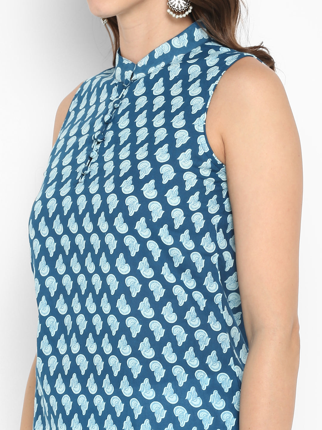 Blue Block Printed Cotton Tunic