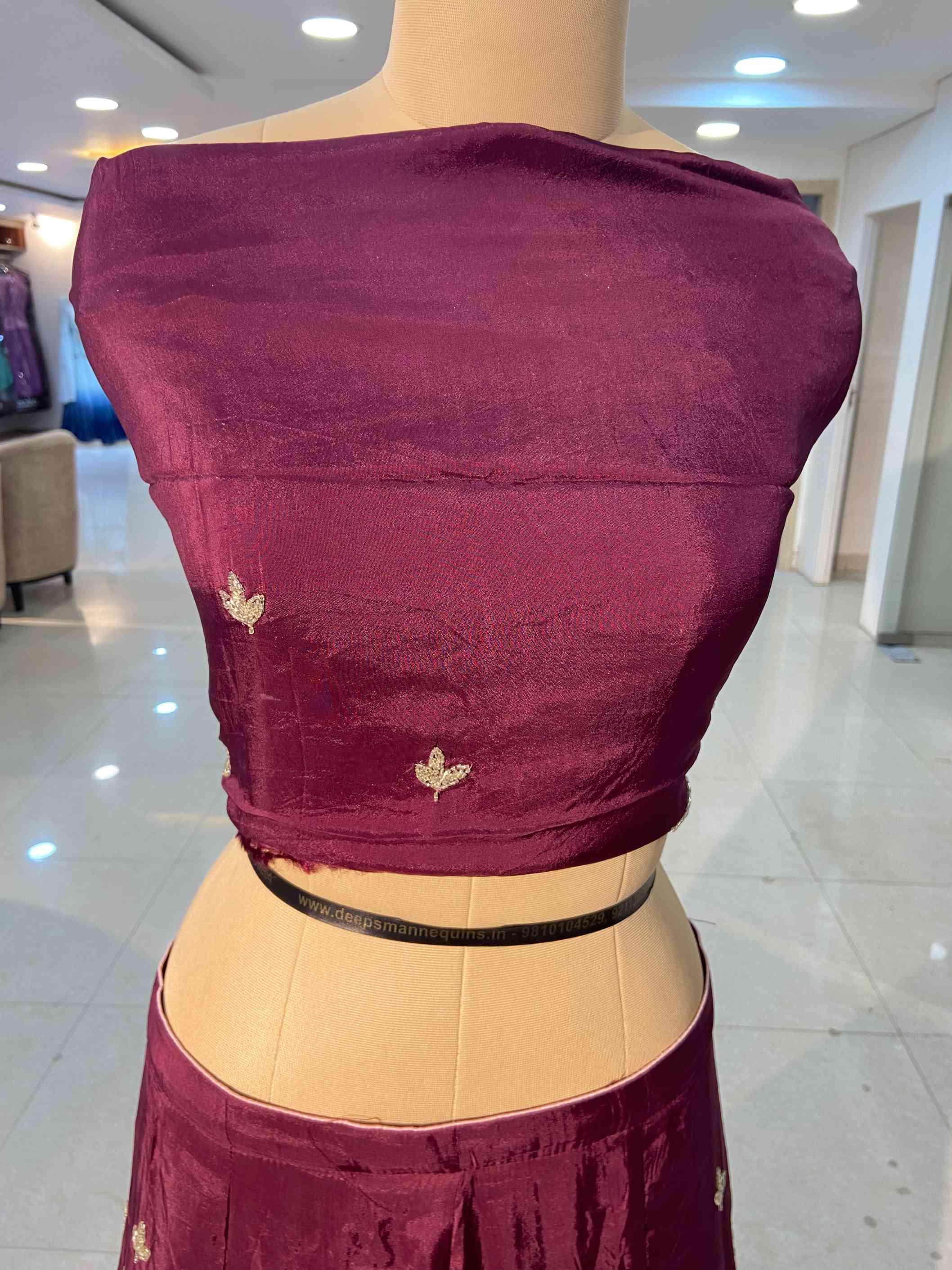 Burgundy Uppada Silk Designer Lehenga - Daabu Jaipur