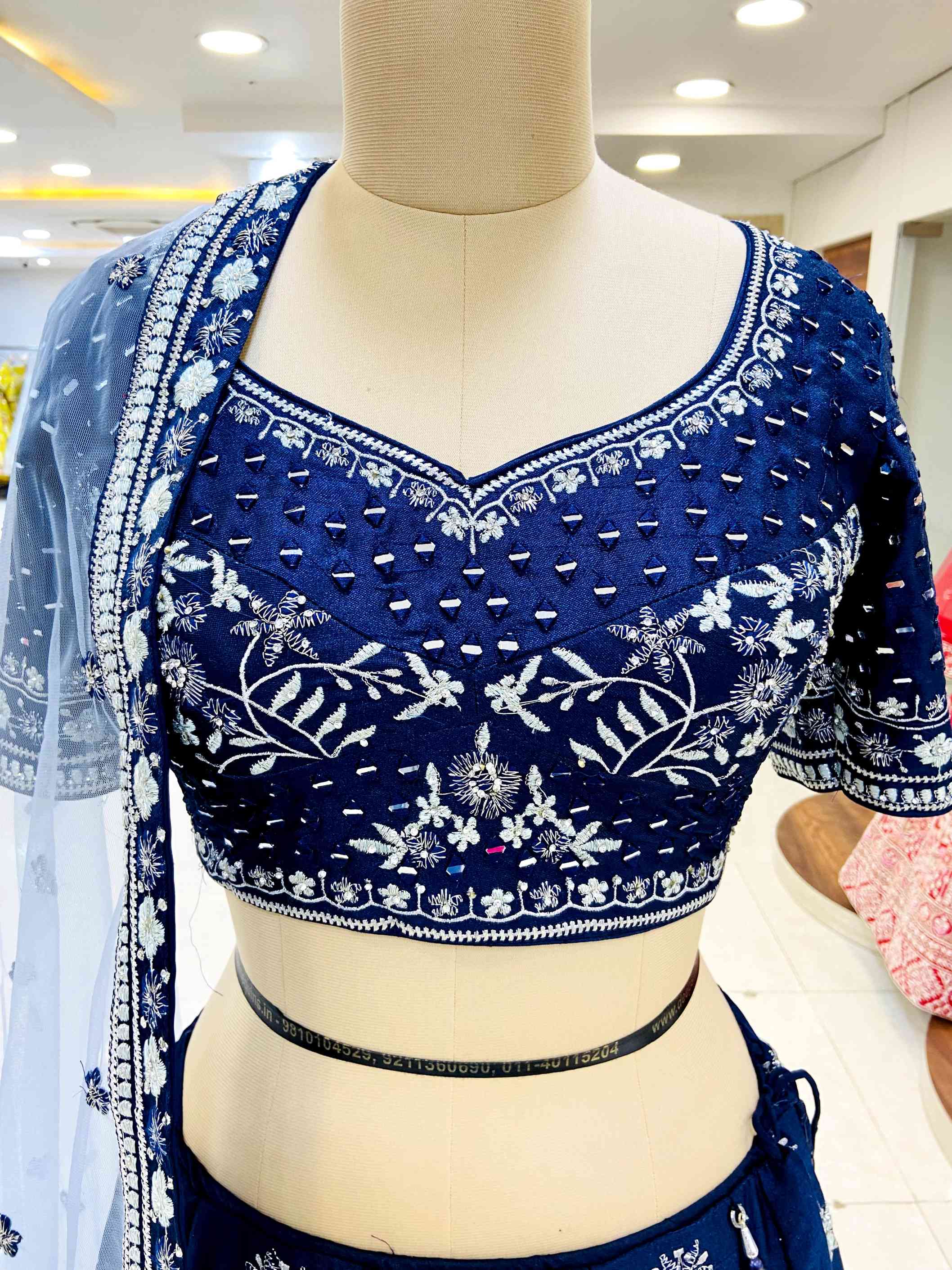 Blue Silk Lehenga Set - Daabu Jaipur