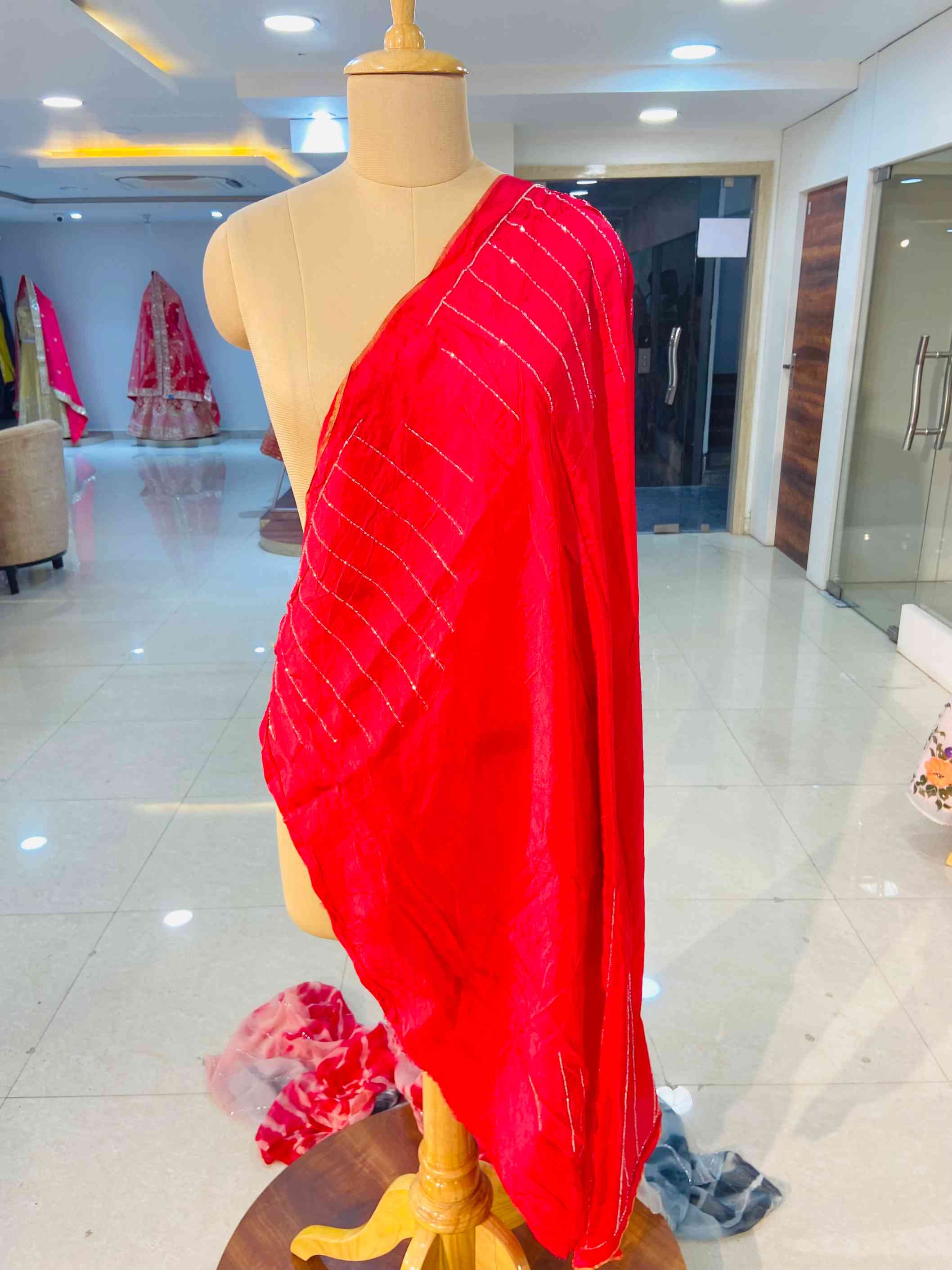 Multi Color Tie And Dye Chiffon Saree - Daabu Jaipur
