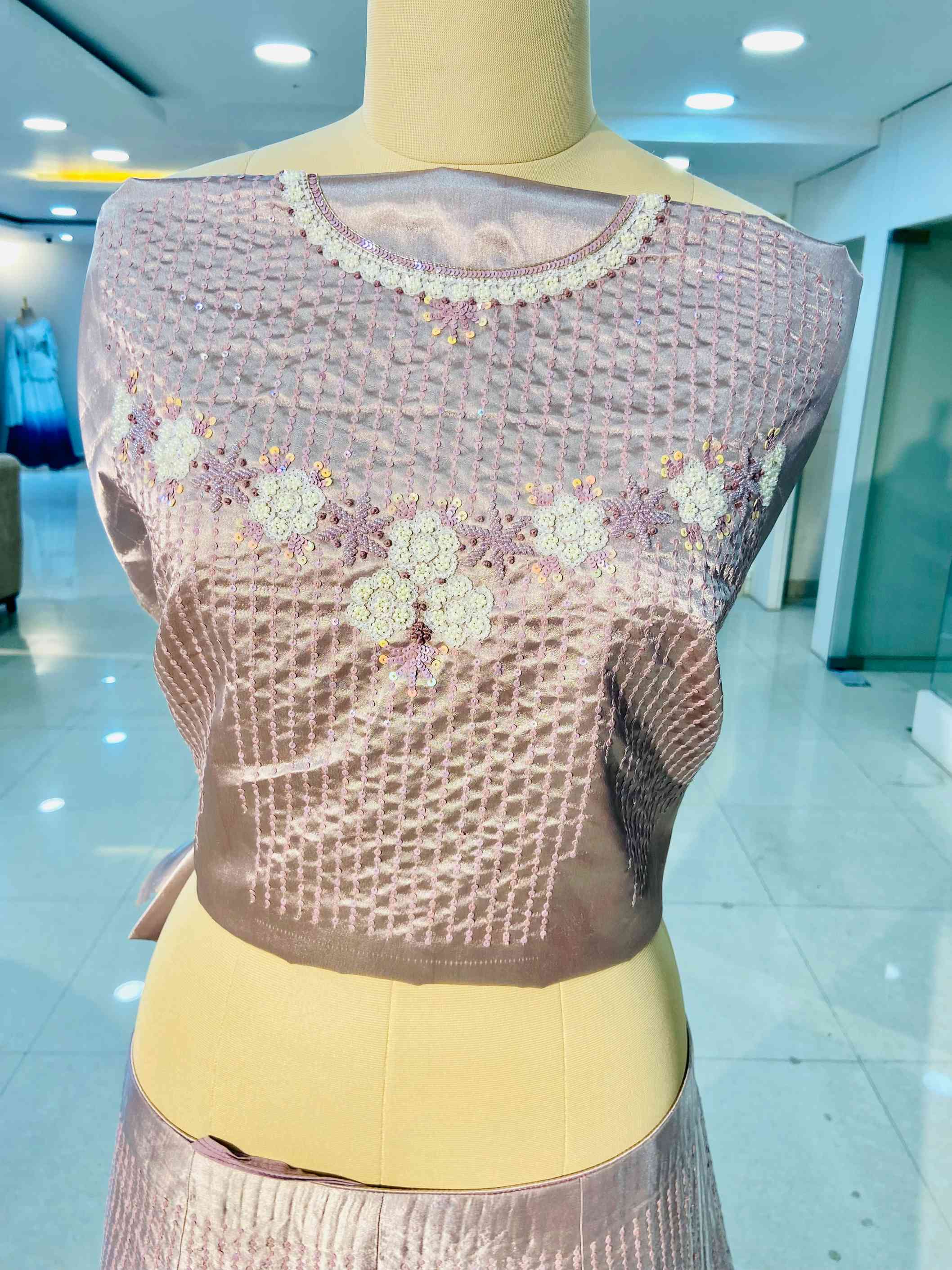 Pink Crepe Silk Designer Lehenga - Daabu Jaipur