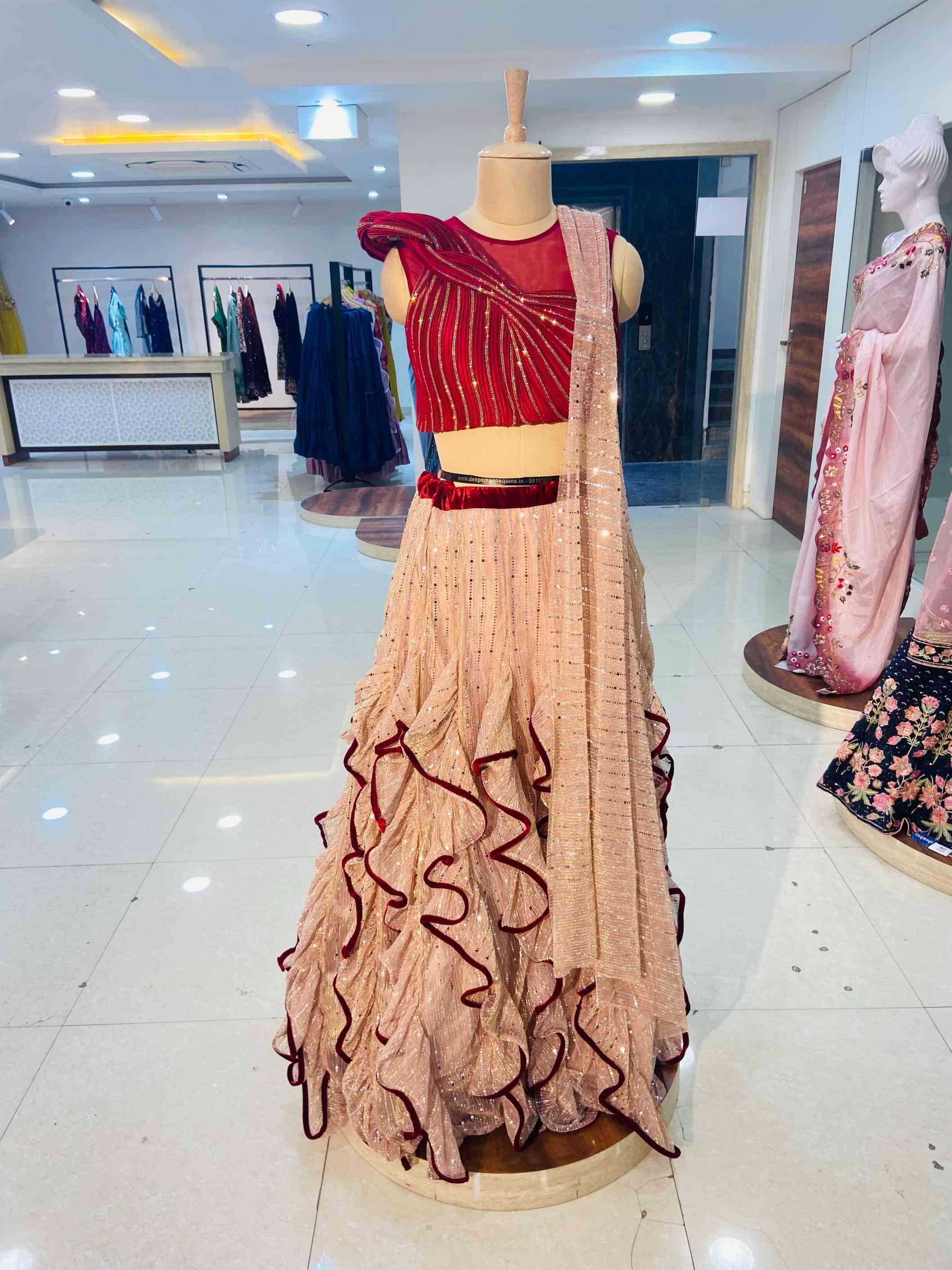 Baby Pink Designer Lehenga With Blouse And Dupatta - Daabu Jaipur